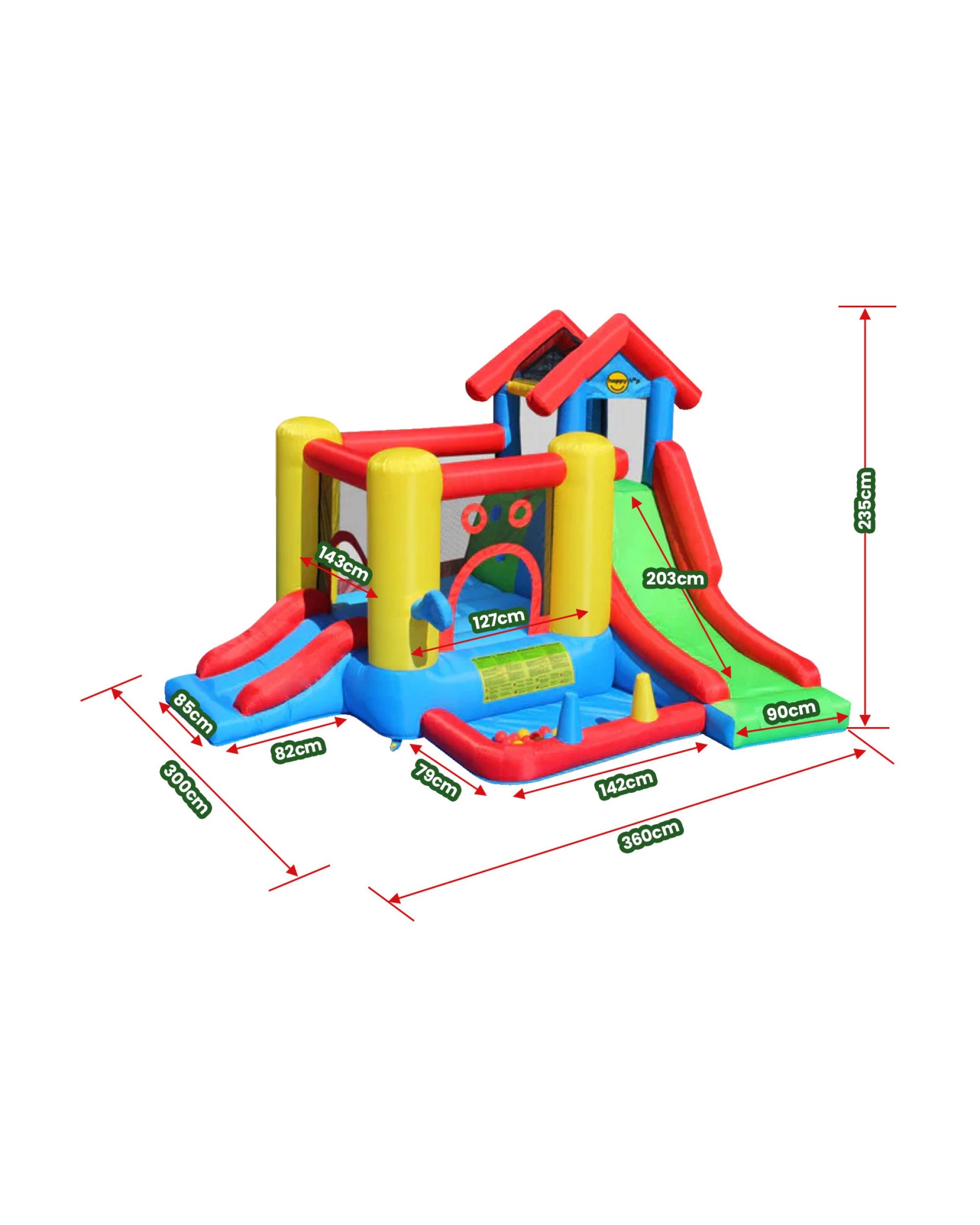 3 Happy Hop 7-in-1 Inflatable Bounce Jumping Castle Playhouse with Slide - Assorted, 3 of 7