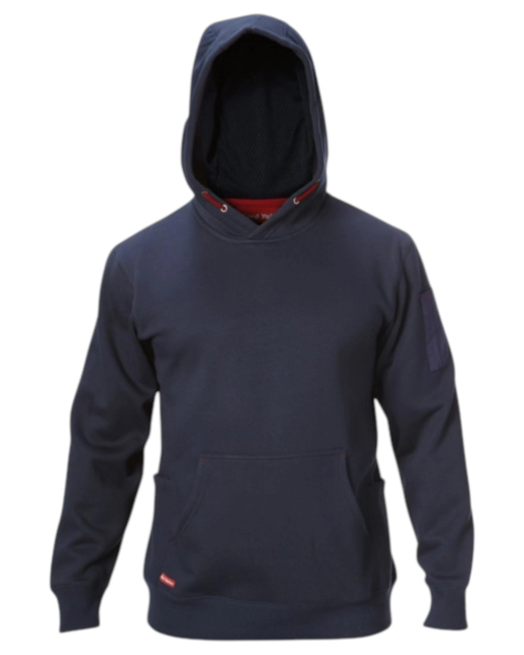 4 Hard Yakka Mens Brushed Fleece Hoodie Jumper Navy NAVY, 4 of 10