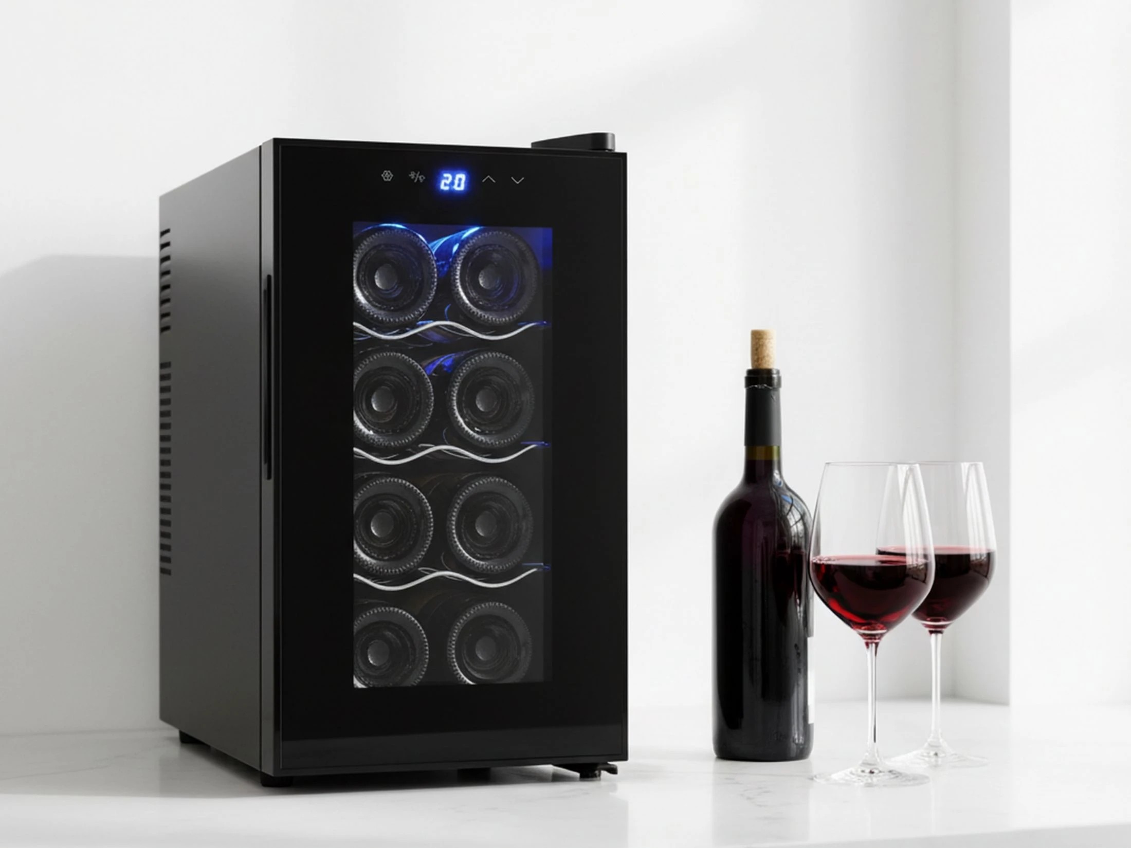 3 Lenoxx 8 Bottle Thermoelectric Wine Fridge, 65W, UV Protected Glass Door, Soft LED Illumination, 3 of 3