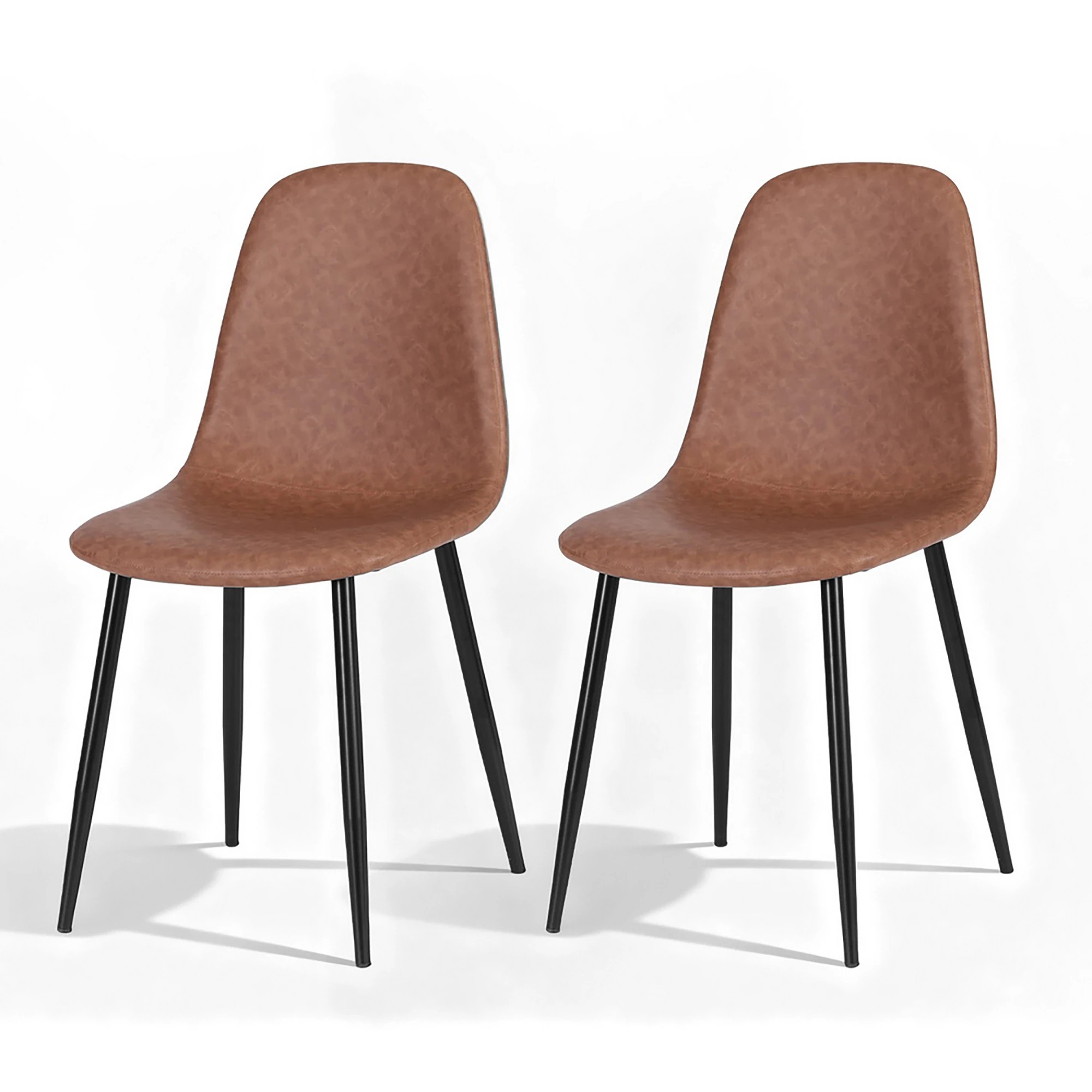 1 Artiss 2x Dining Chairs Retro PU Leather Kitchen Lounge Cafe Accent Chair - Brown, 1 of 6