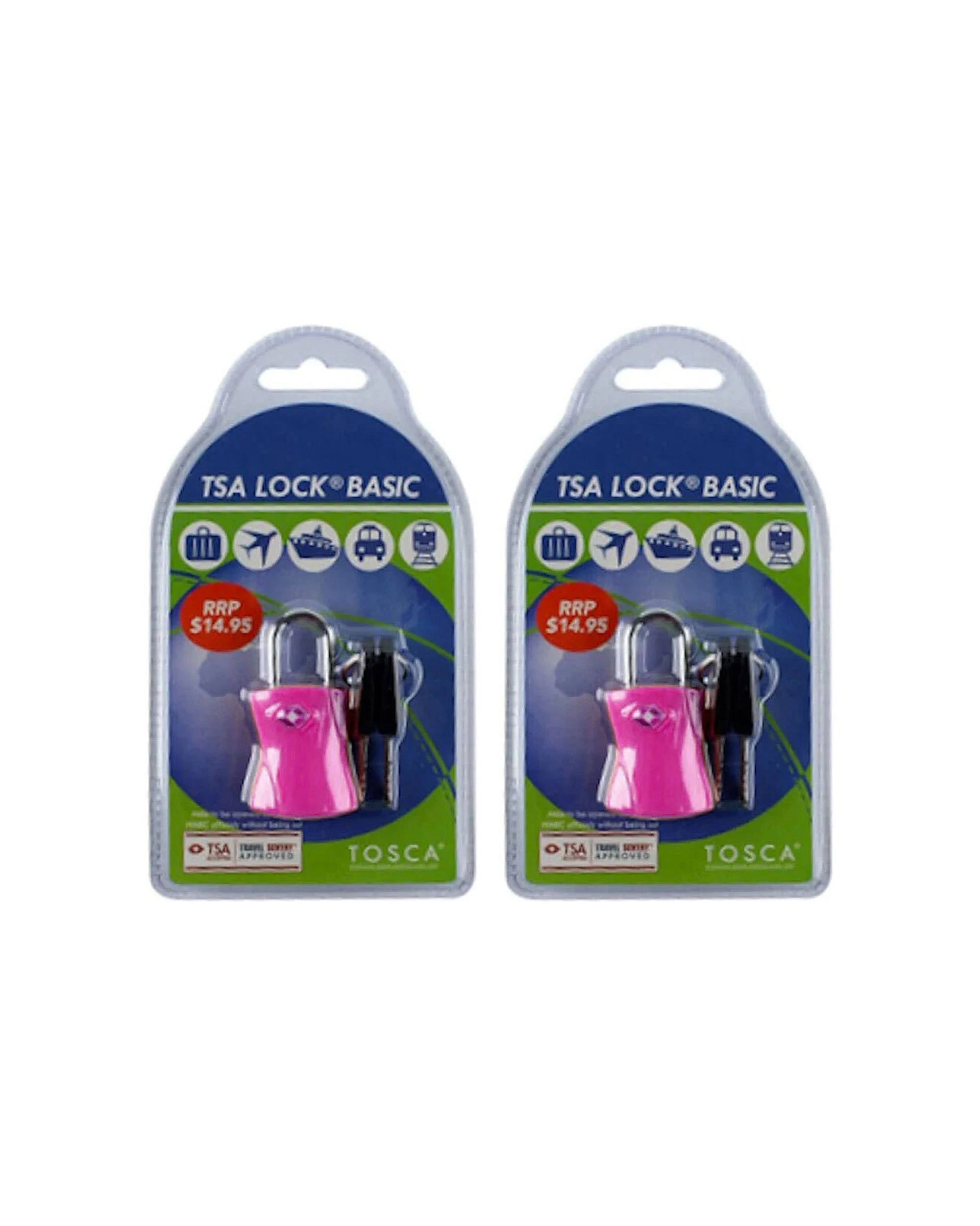 1 Tosca 2Pk Tsa Approved Luggage Bag Lock With Keys - Pink, 1 of 2