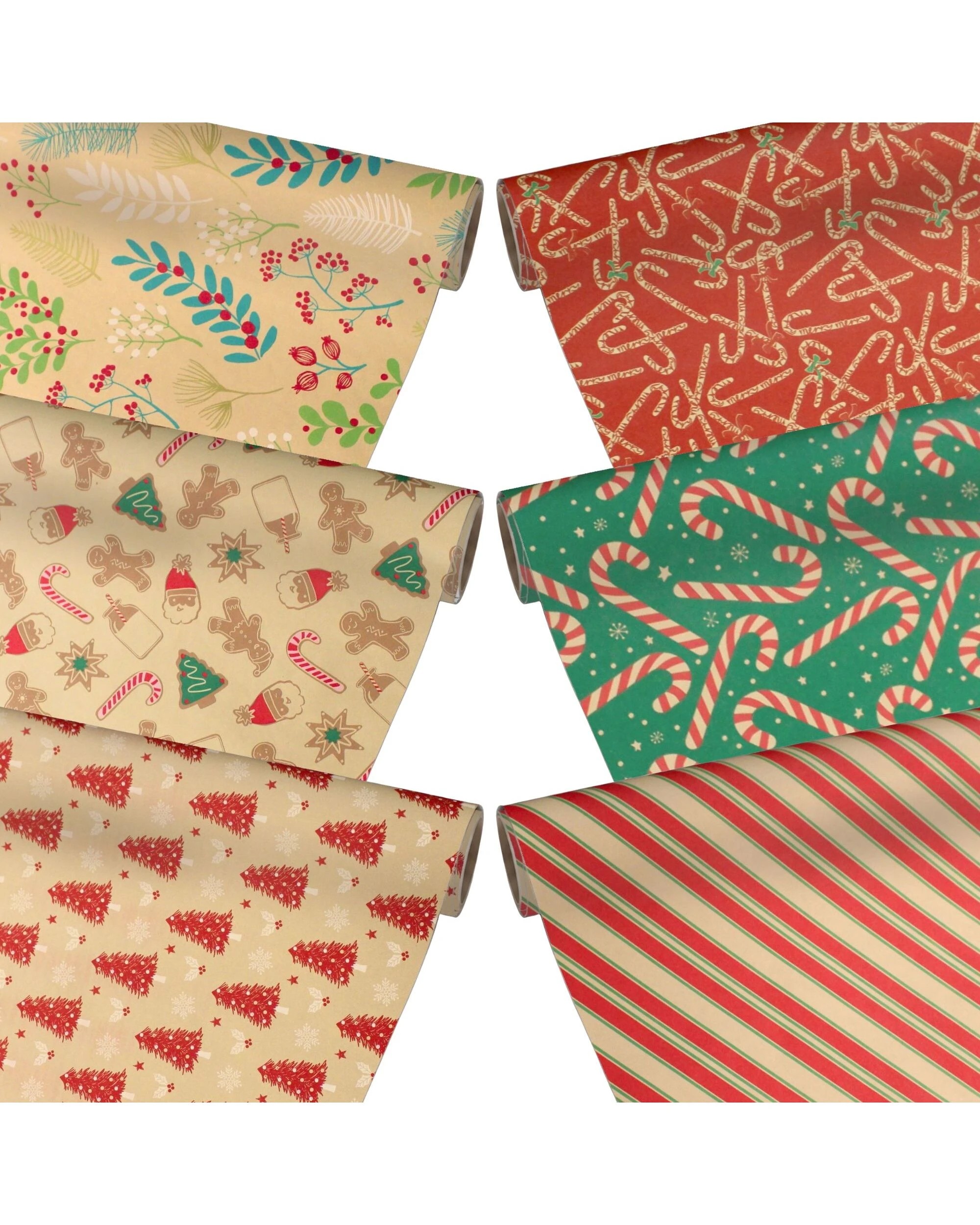 Uncle Bills 4m Roll Kraft Christmas Wrapping Paper - Assorted - Kmart