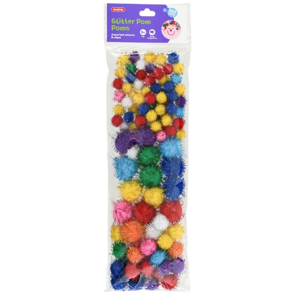 1 Kadink Pom Poms Glitter 100 Pack, 1 of 3