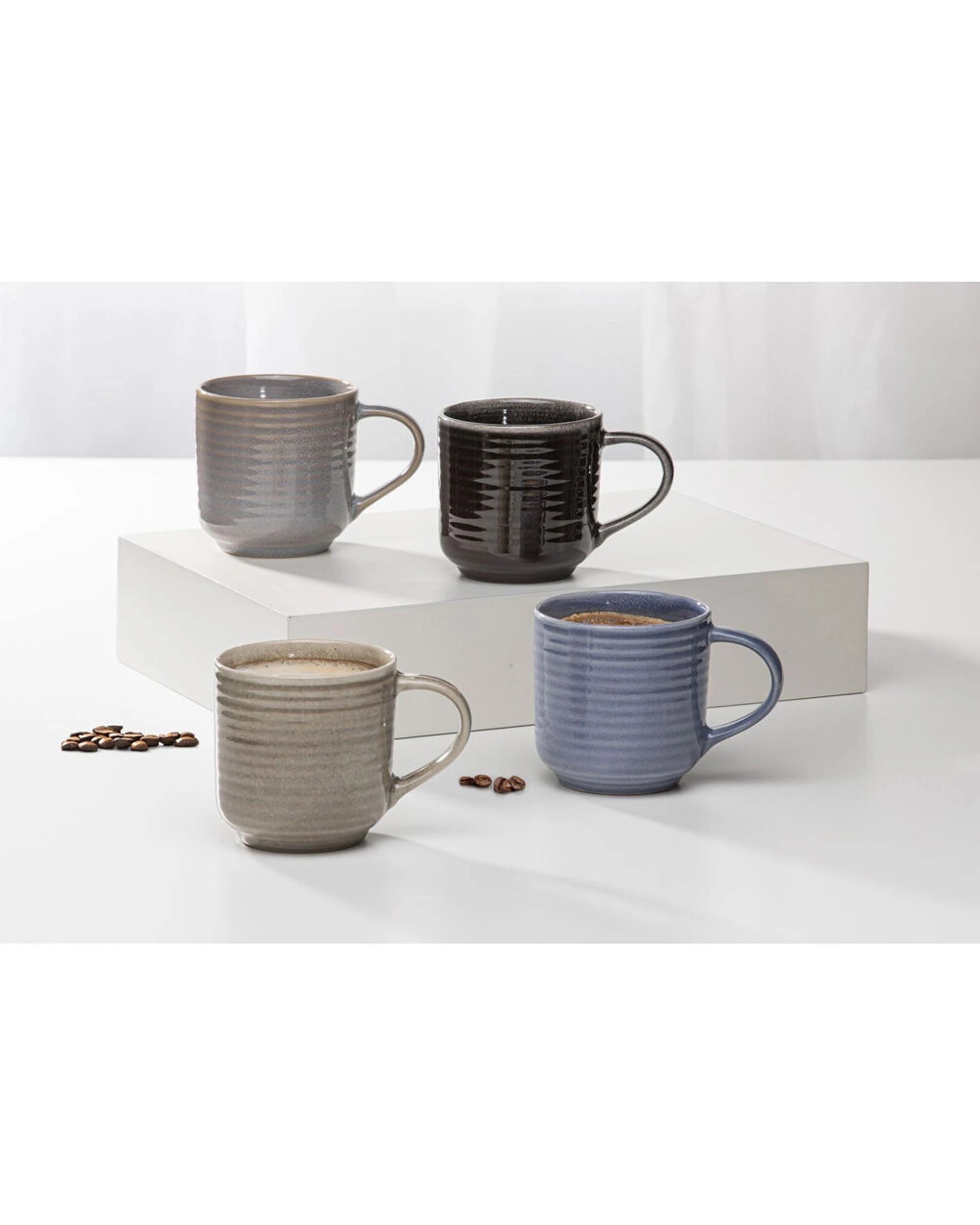 4 Ladelle 4PK Melange Cornflower Stoneware Mug Set 380ml - Black, 4 of 5