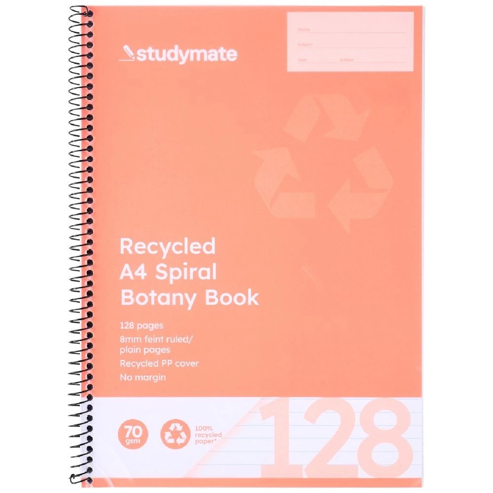 2 Studymate A4 Reycled Botany Book 128 Pages Orange, 2 of 3