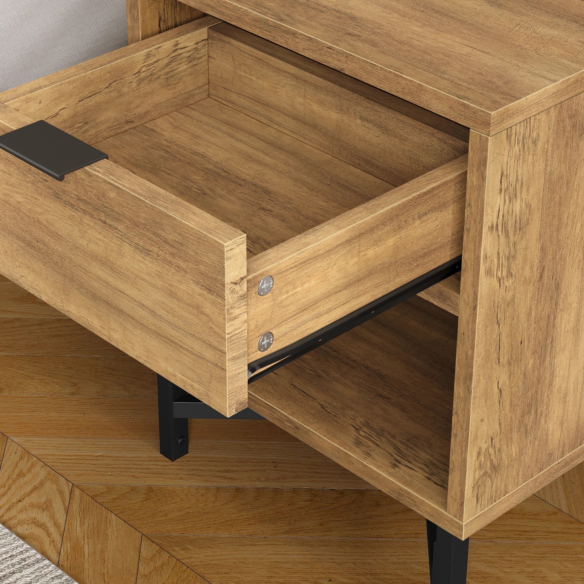 4 Alfordson Bedside Table Retro Nightstand Side Cabinet Storage Shelf - Brown, 4 of 10