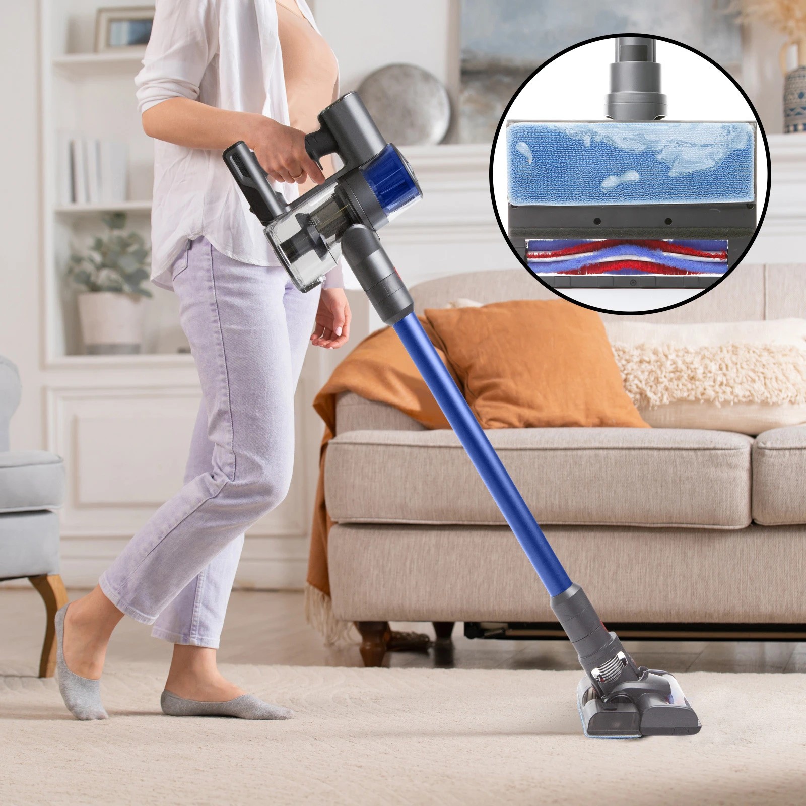 3 MyGenie H20 PRO Wet Mop 2-IN-1 Cordless Stick Vacuum Cleaner Handheld Recharge - Blue, 3 of 10