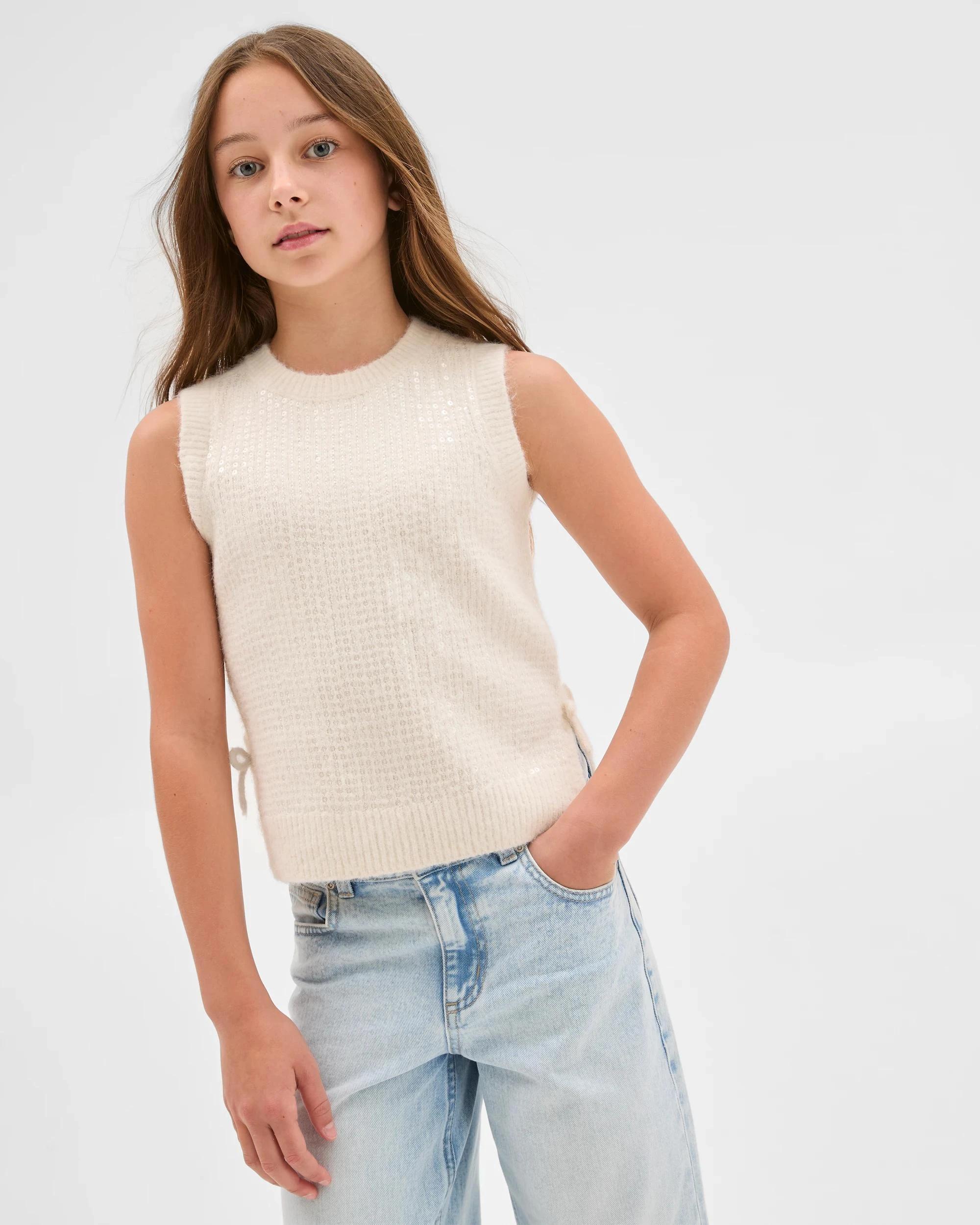 3 Target Kids Knit Sequin Vest CLOUD DANCER, 3 of 10