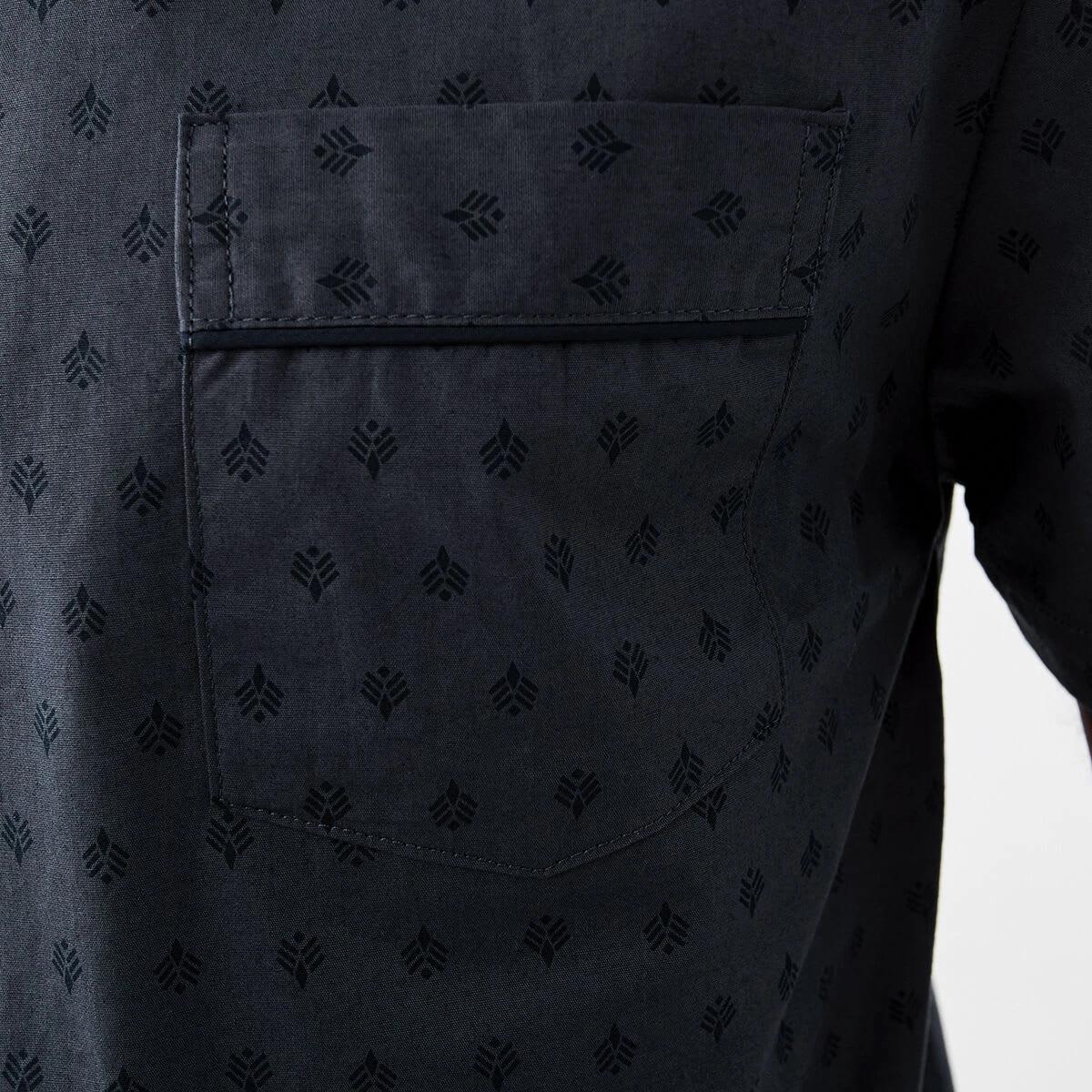 6 Short Sleeve Woven Button Through Pyjama Set Geo Ash, 6 of 10