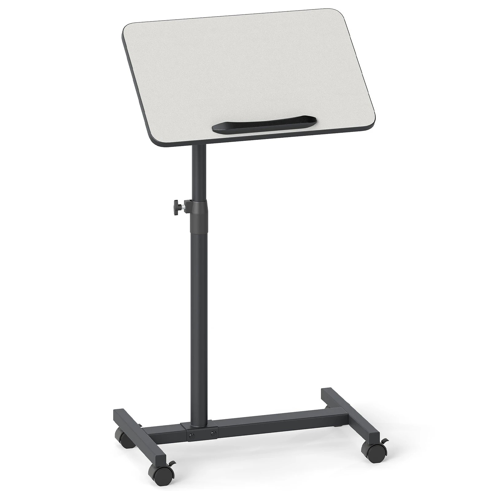 1 Costway Overbed Table w/Wheels C-Shaped End Table Adjustable Laptop Table - Grey, 1 of 3