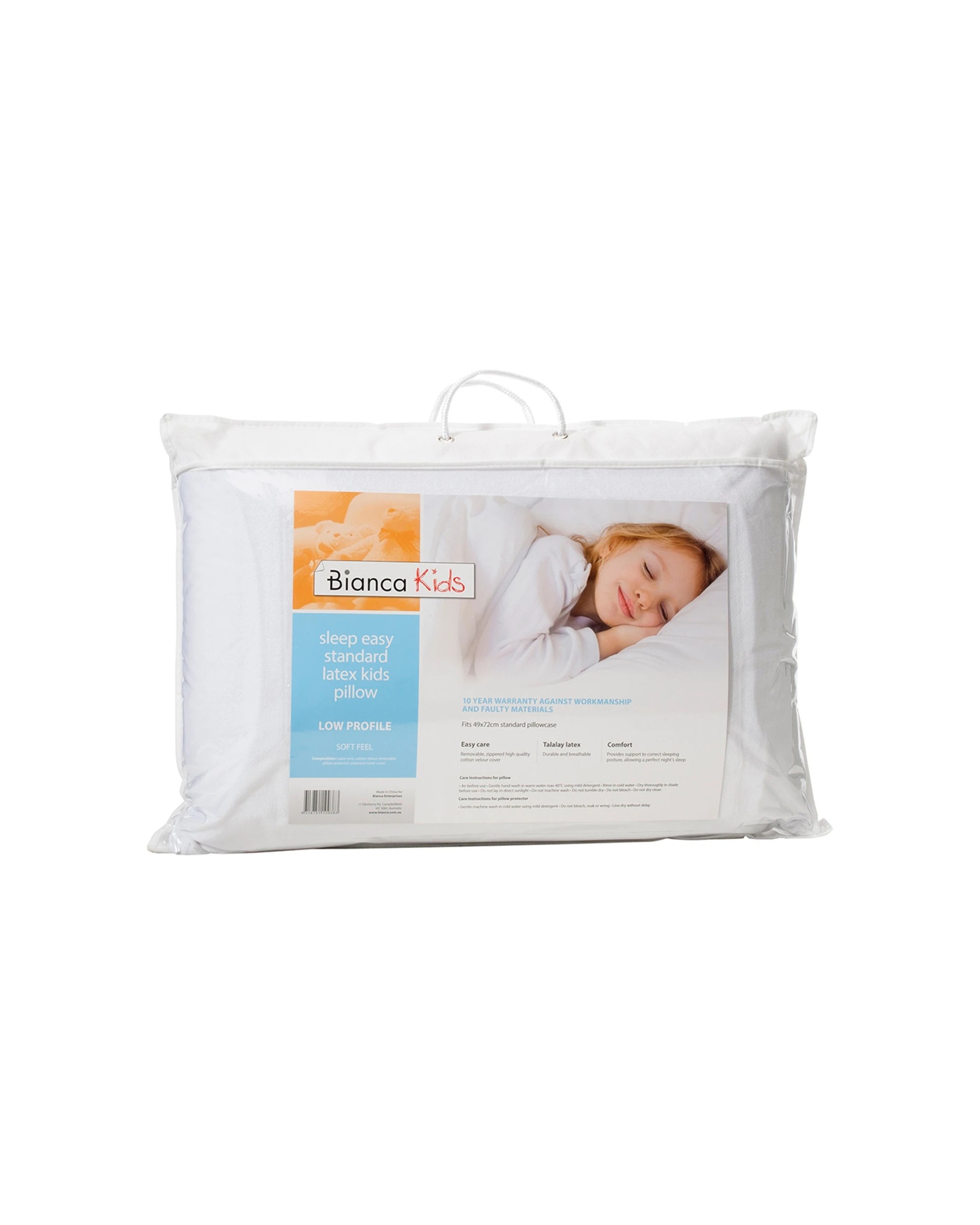 1 Bianca Sleep Easy Kids Low Profile Latex Pillow 65x40cm - White, 1 of 1