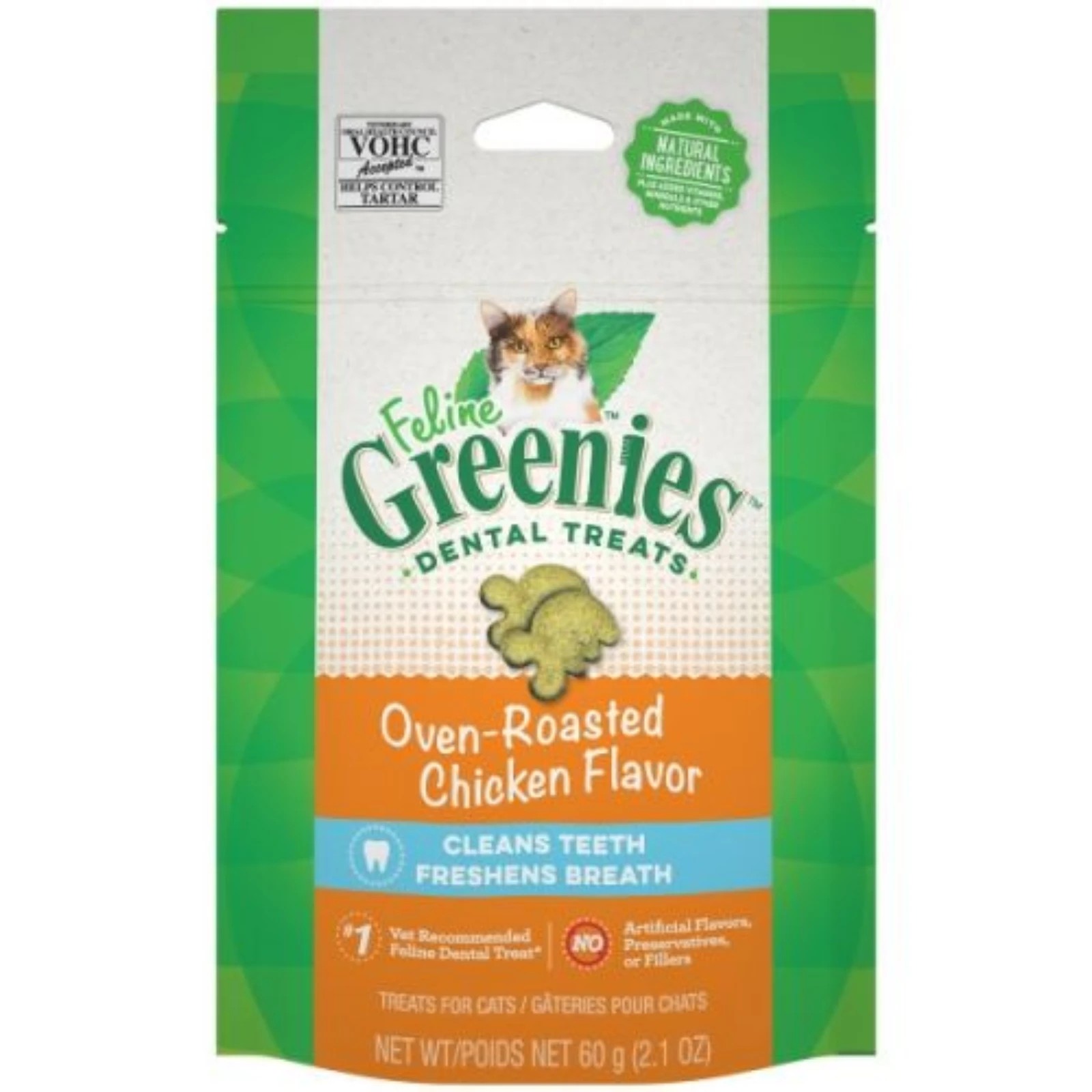 1 Greenies Cat Treats Dental Oven-roasted Chicken 60g - Oven Roasted Chicken Flavour / 60g, 1 of 2