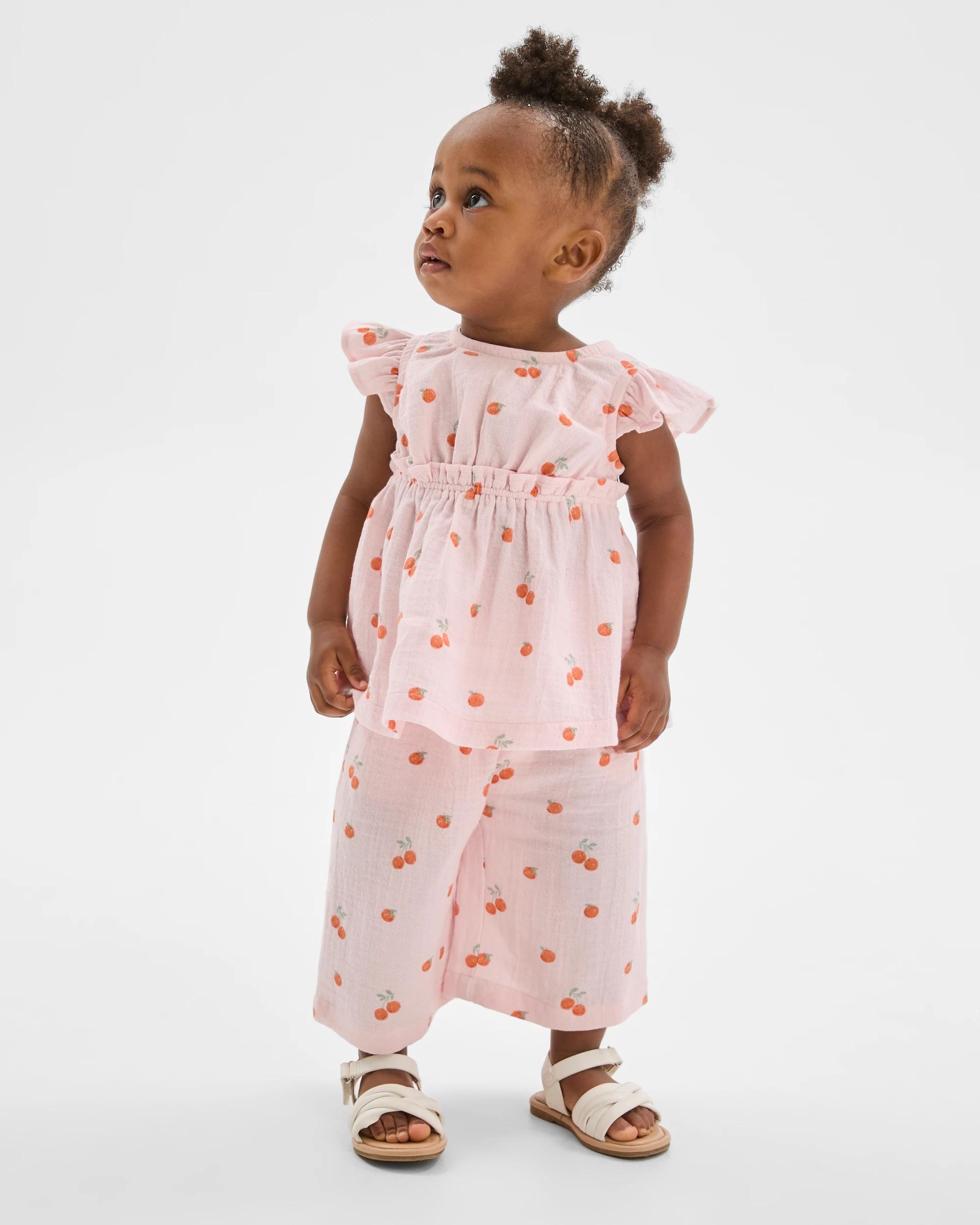 1 Target Baby Baby Crinkle Top & Pants 2 Piece Set PINK, 1 of 5