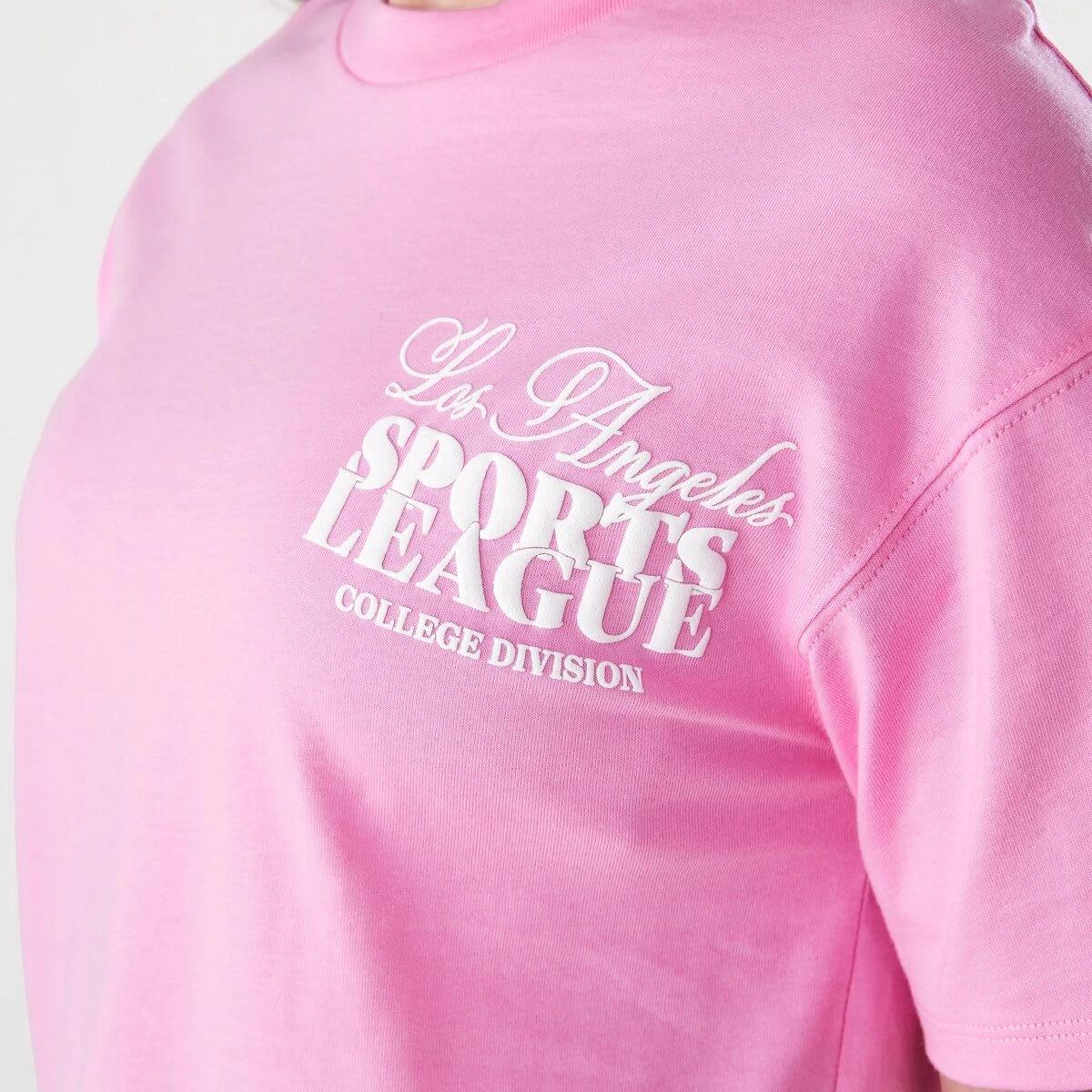 3 Short Sleeve Cropped Print T-shirt LA SPORTS LEAGUE VIOLET PINK, 3 of 8