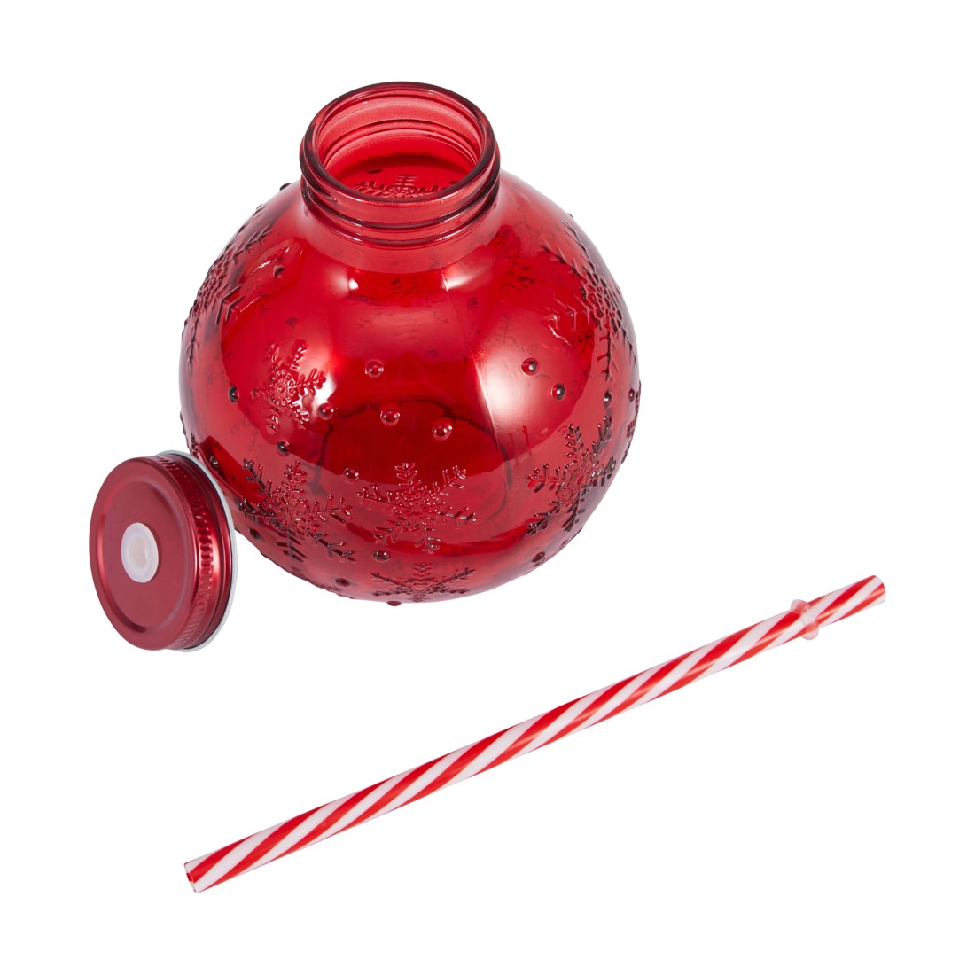 5 Red Bauble Drink Jar and Straw, 5 of 7