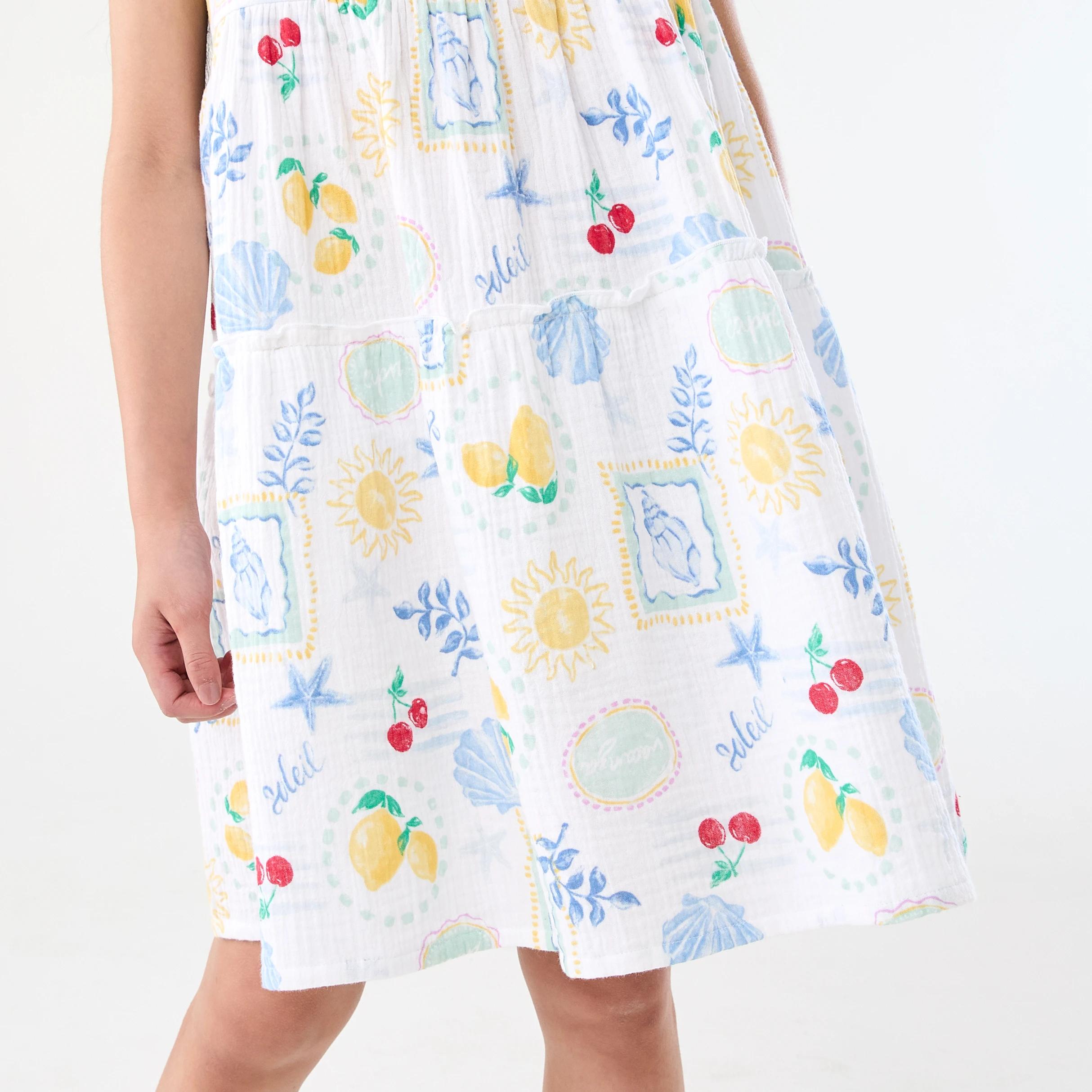 6 Strappy Tiered Dress Wht Costal, 6 of 8