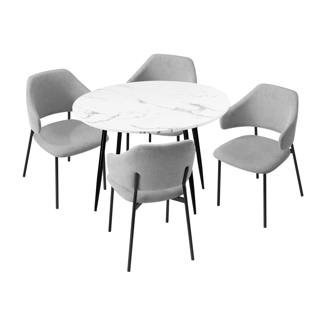 7 Oikiture 110cm Round Dining Table With 4pcs Dining Chairs Accent Fabric
 - Multi, 7 of 10