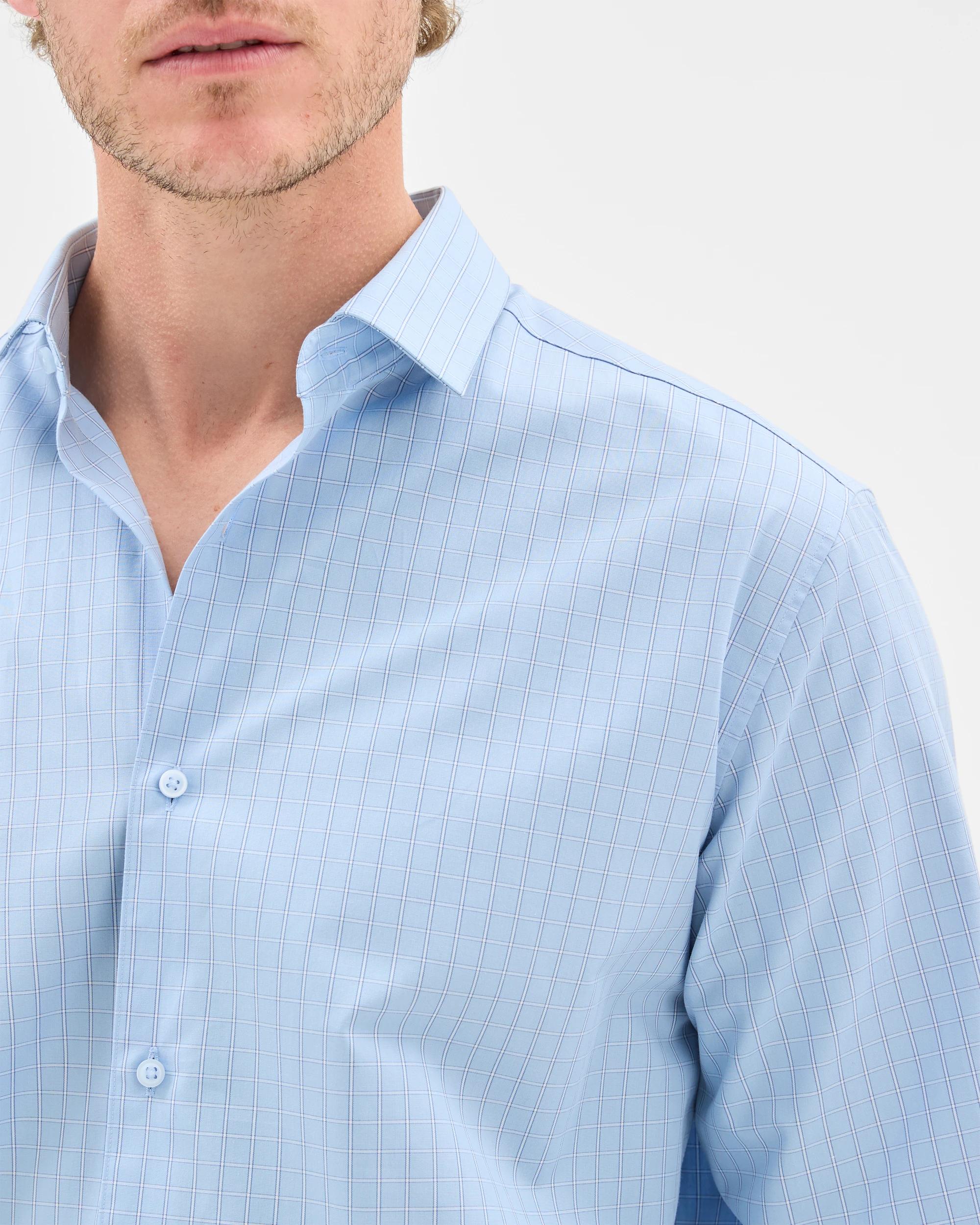 6 Australian Cotton Long Sleeve Shirt - Preview BLUE CHECK, 6 of 6