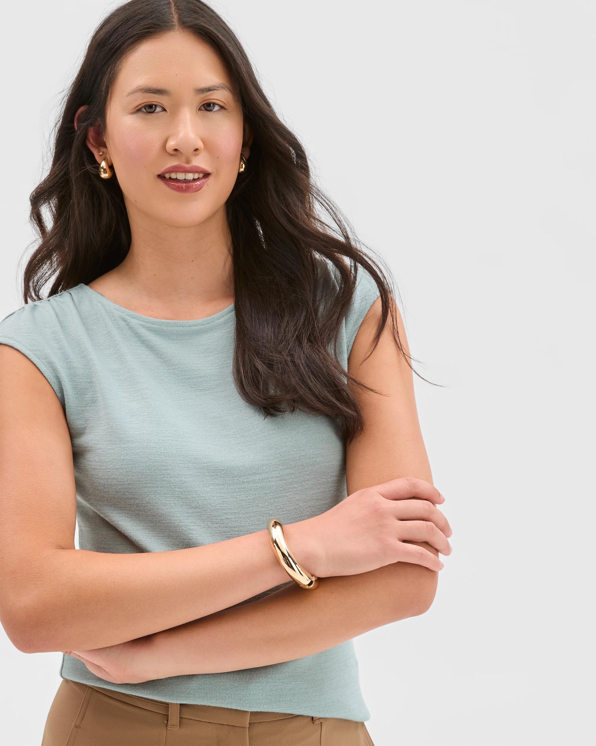 1 Preview Sleeveless Drape Tank Top SLATE, 1 of 5