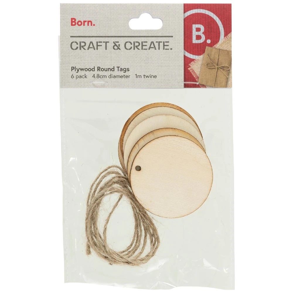 1 Born Round Plywood Tags 6 Pack, 1 of 2