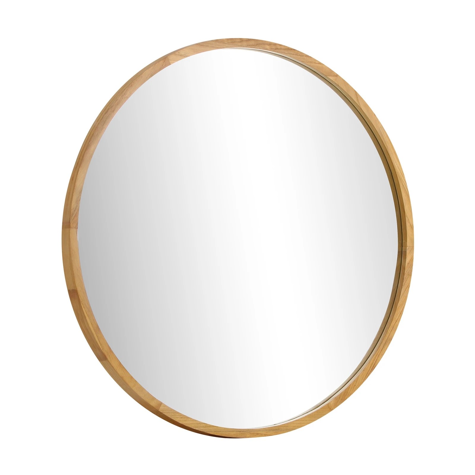 8 Oikiture 60cm Wall Mirrors Round Makeup Mirror Home Decor Wooden Dining Room
 - Natural, 8 of 9