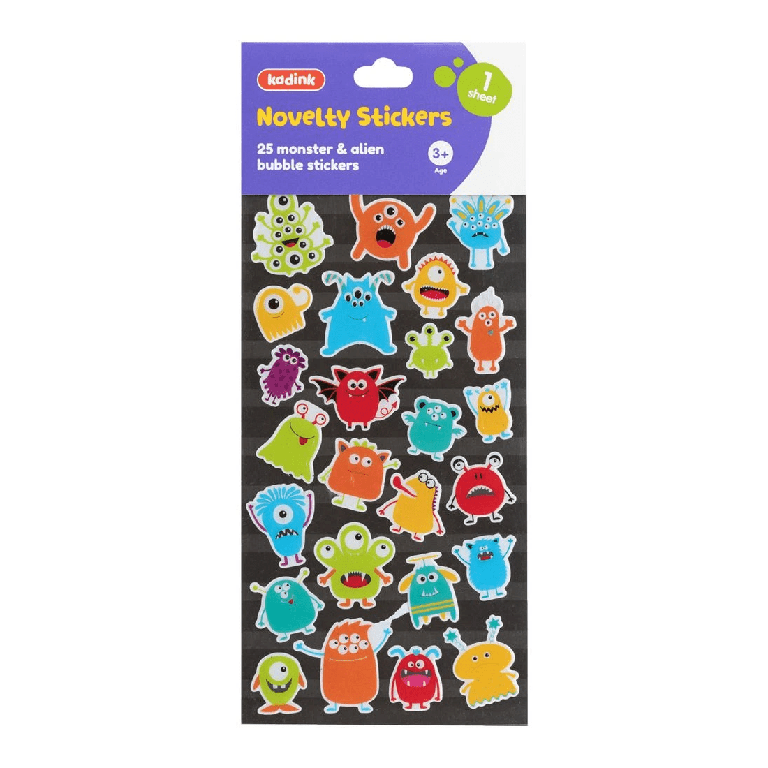 1 Kadink Bubble Sticker Sheet Monsters & Aliens Design, 1 of 1