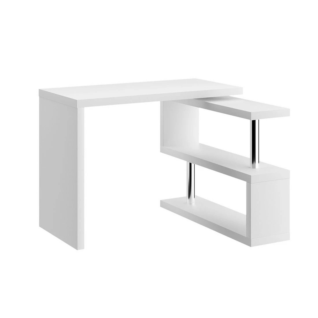 1 Artiss Computer Desk L-Shape Bookshelf - White, 1 of 7
