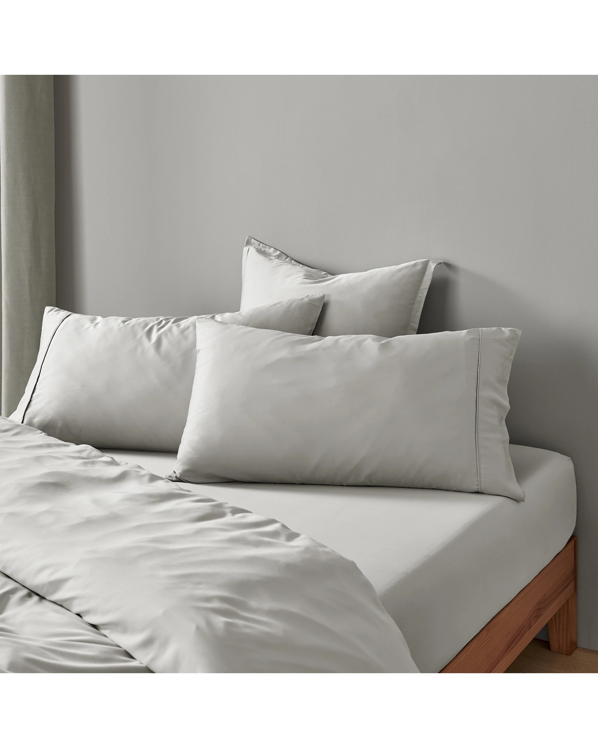 1 Natural Home 400TC 100% Bamboo Sateen King Pillowcase Twin Pack - Dove Grey, 1 of 4