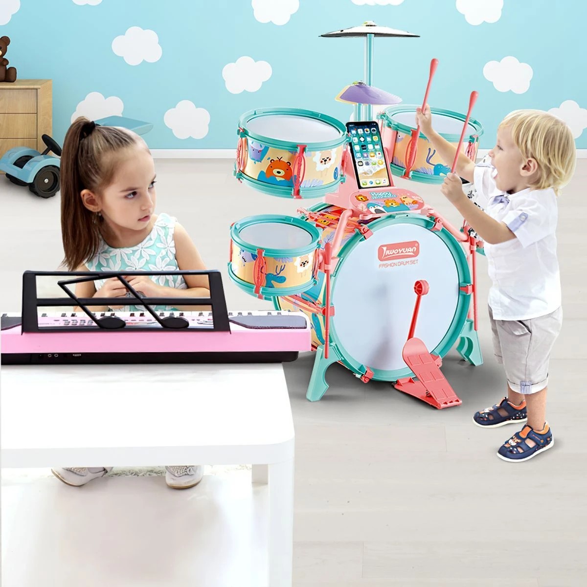 2 AUSWAY Jazz Drum Play Set Dynamic for Toddler Kid, 2 of 4