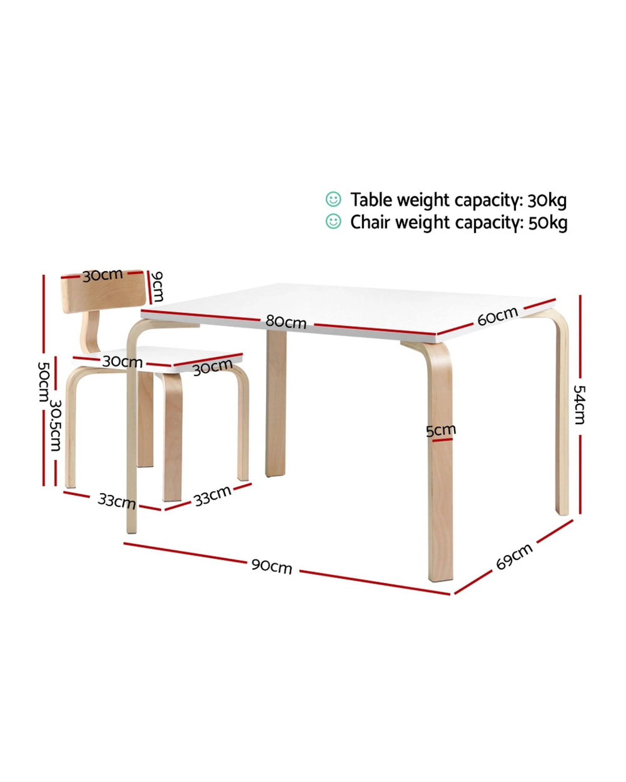 2 Keezi 5PCS Kids Table and Chairs Set Activity Toy Play Desk - White, 2 of 8