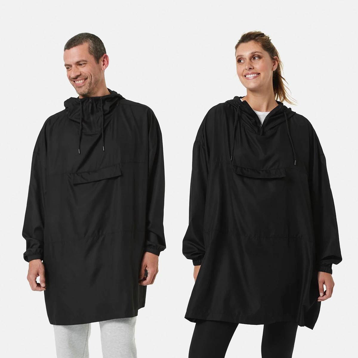 1 Active Mens Packable Poncho BLACK, 1 of 8
