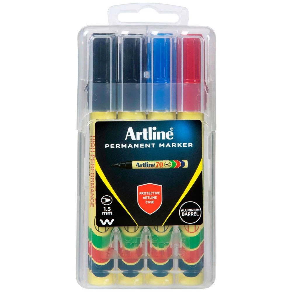 1 Artline 70 Permanent Markers Assorted 4 Pack, 1 of 4