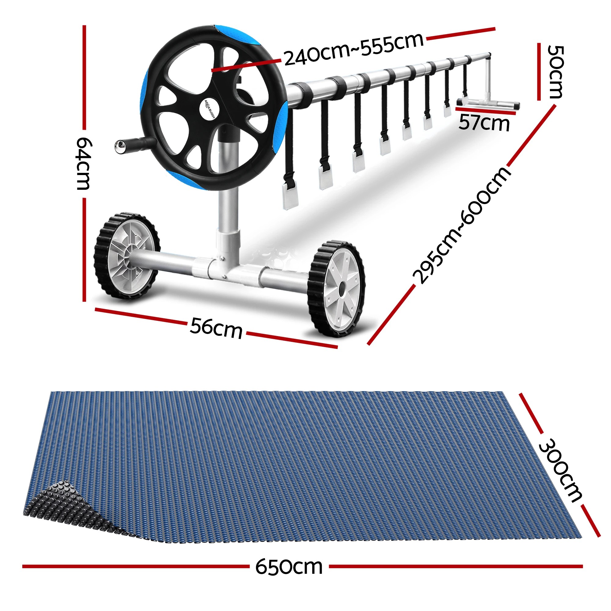 3 Aqua Buddy Pool Cover 500 Micron 6.5x3m w/ Roller 5.55m Swimming Pools Solar Blanket - Multi, 3 of 7