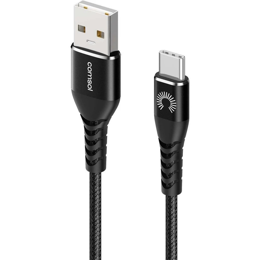 2 Comsol Kevlar USB-A to USB-C Cable 1.2m Black, 2 of 7