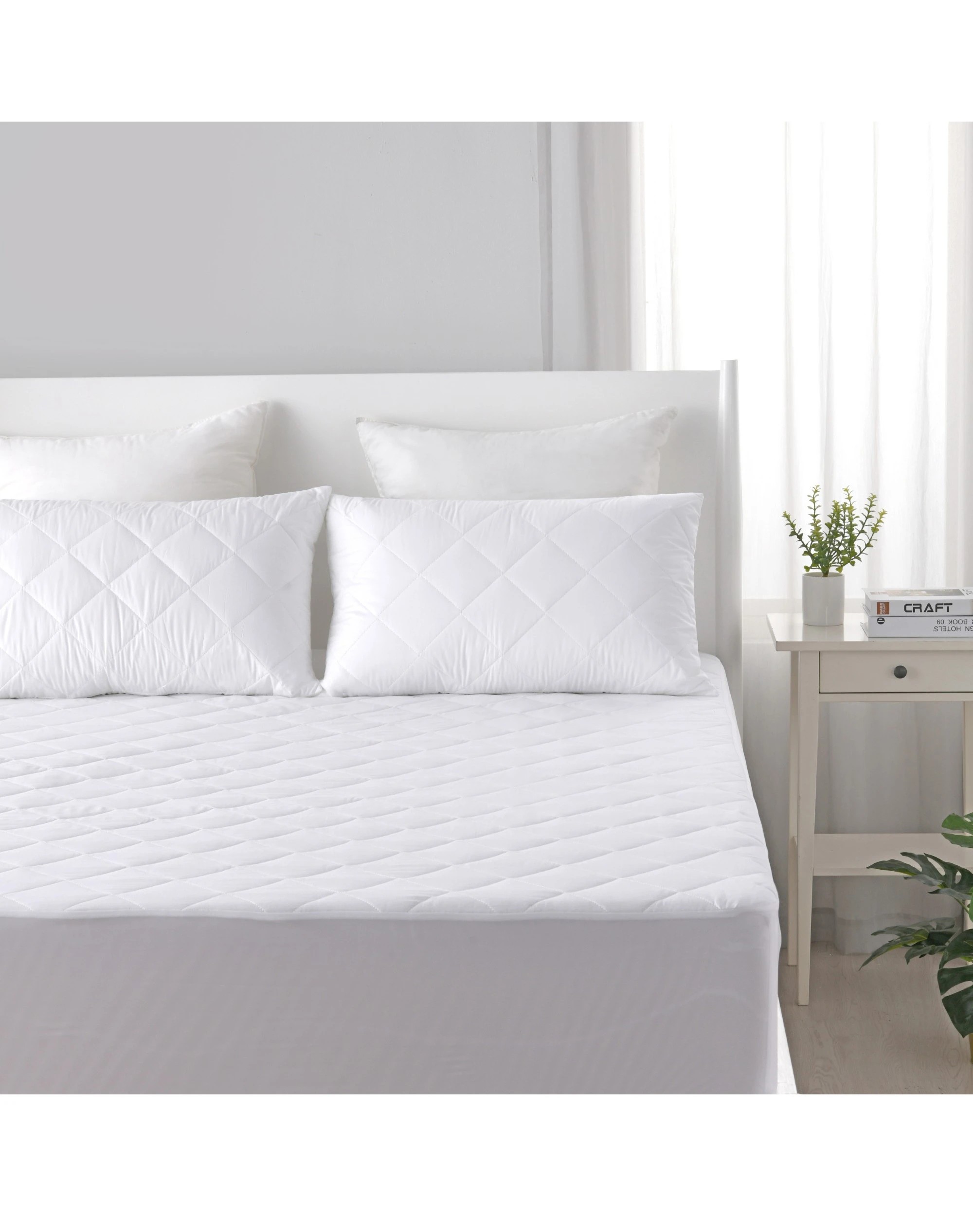 1 Dreamaker Quilted Cotton Cover Fitted Mattress Protector - Long Single Bed - White, 1 of 6