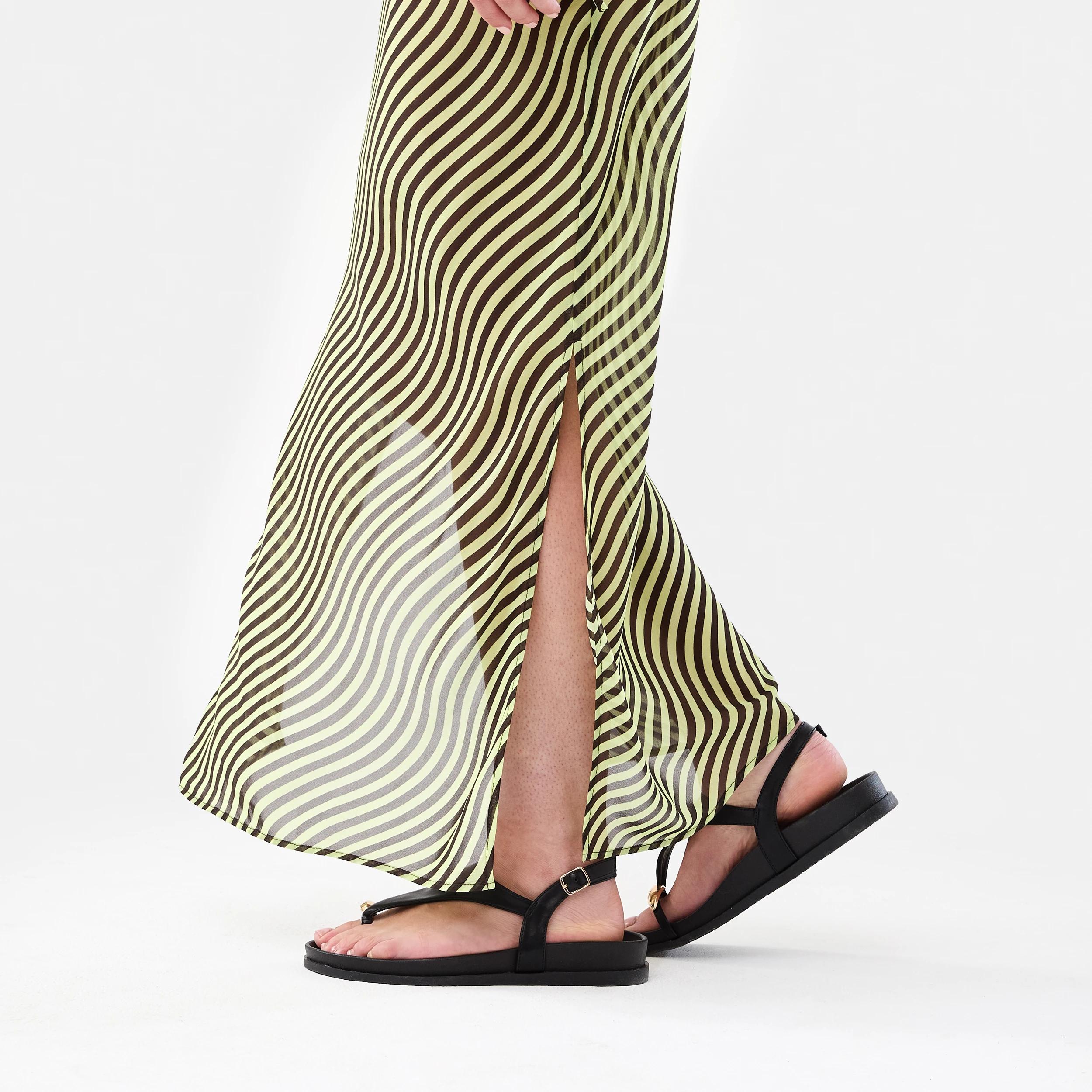 6 Print Tie Side Maxi Skirt Lime Wave, 6 of 6