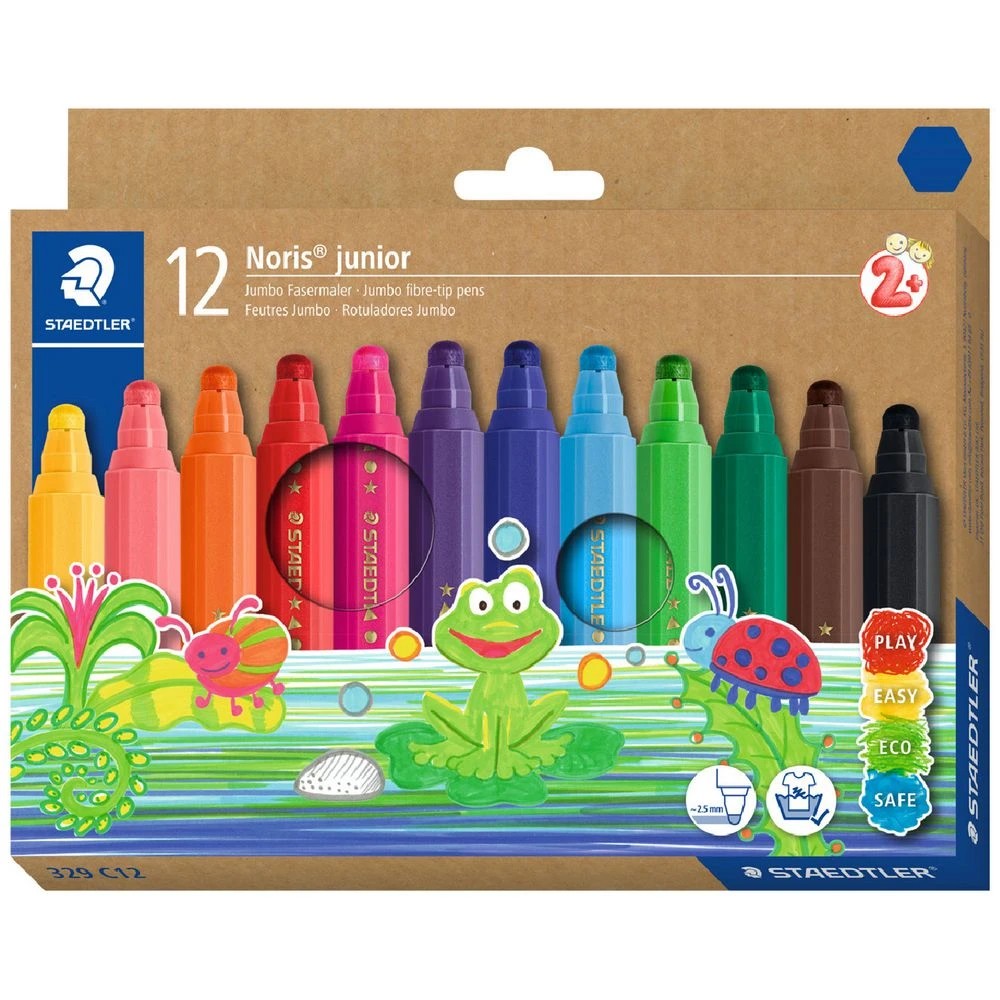 1 Staedtler Noris Junior Fibre Tip Pens Assorted 12 Pack, 1 of 9