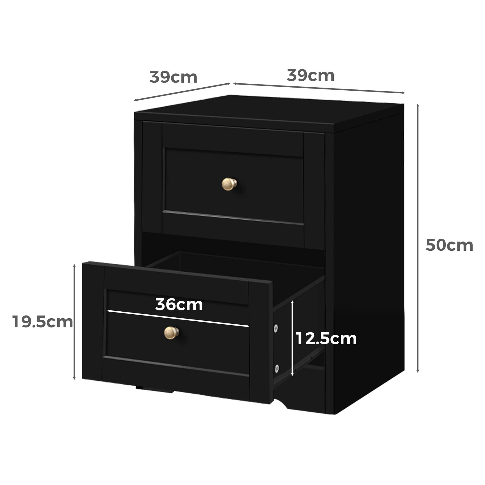 5 Alfordson 7 Chest of Drawers 2x Bedside Table Hamptons Bedroom Storage - Black, 5 of 10