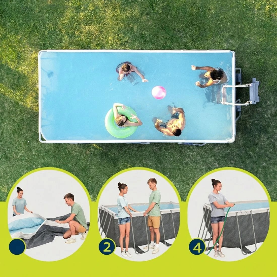 7 Bestway Swimming Pool 412x201x122cm Steel Frame Pool Set w/Pump Ladder - Grey, 7 of 10