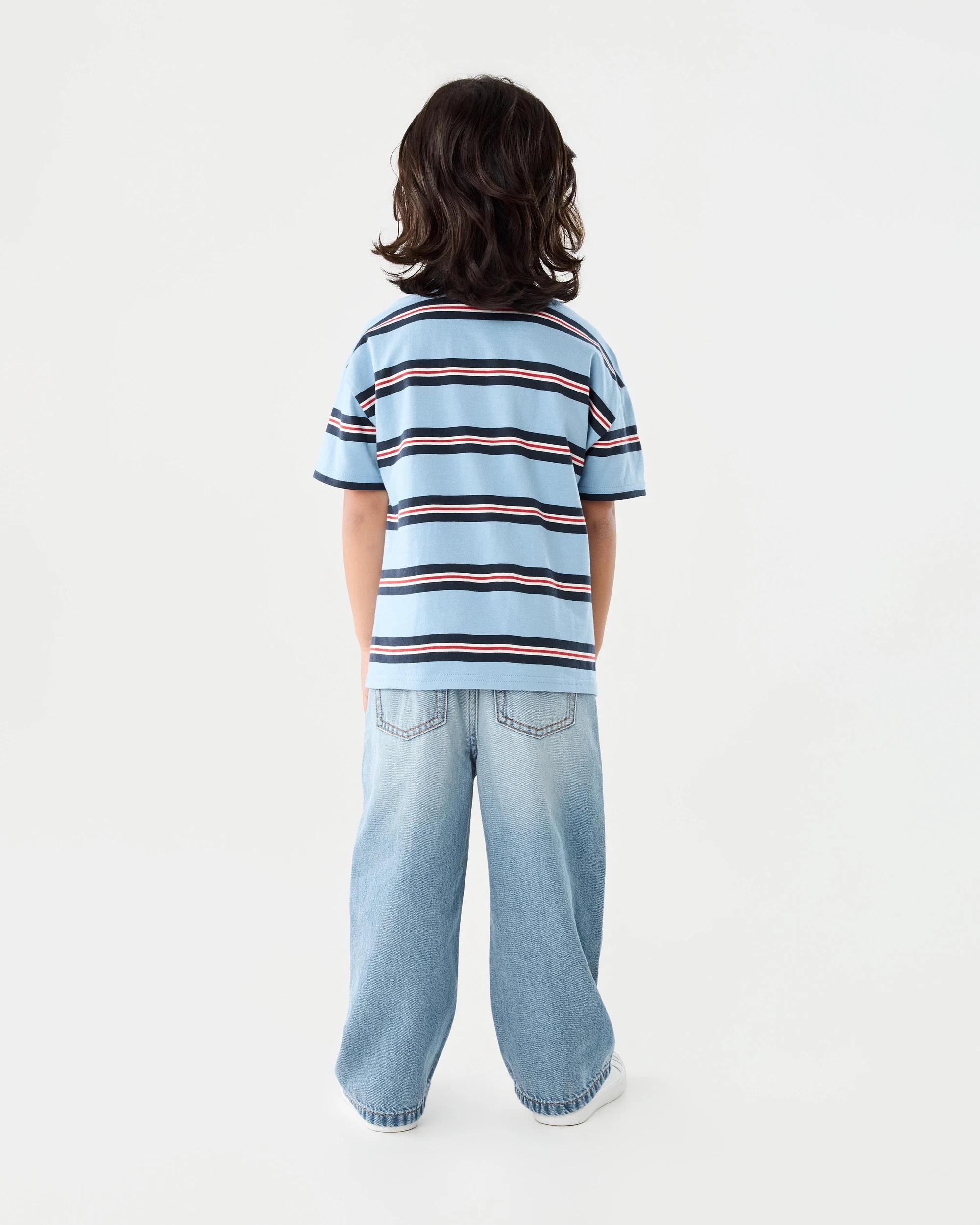 7 Oversized Stripe T-shirt Blu Stripe, 7 of 7