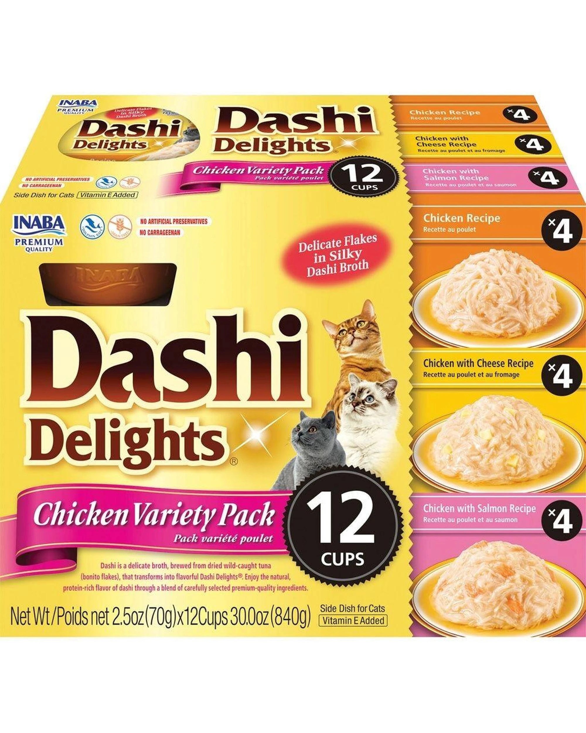 1 Inaba Dashi Delights Flakes in Broth Cat Food Topper Chicken Variety Pack 12pk, 1 of 2