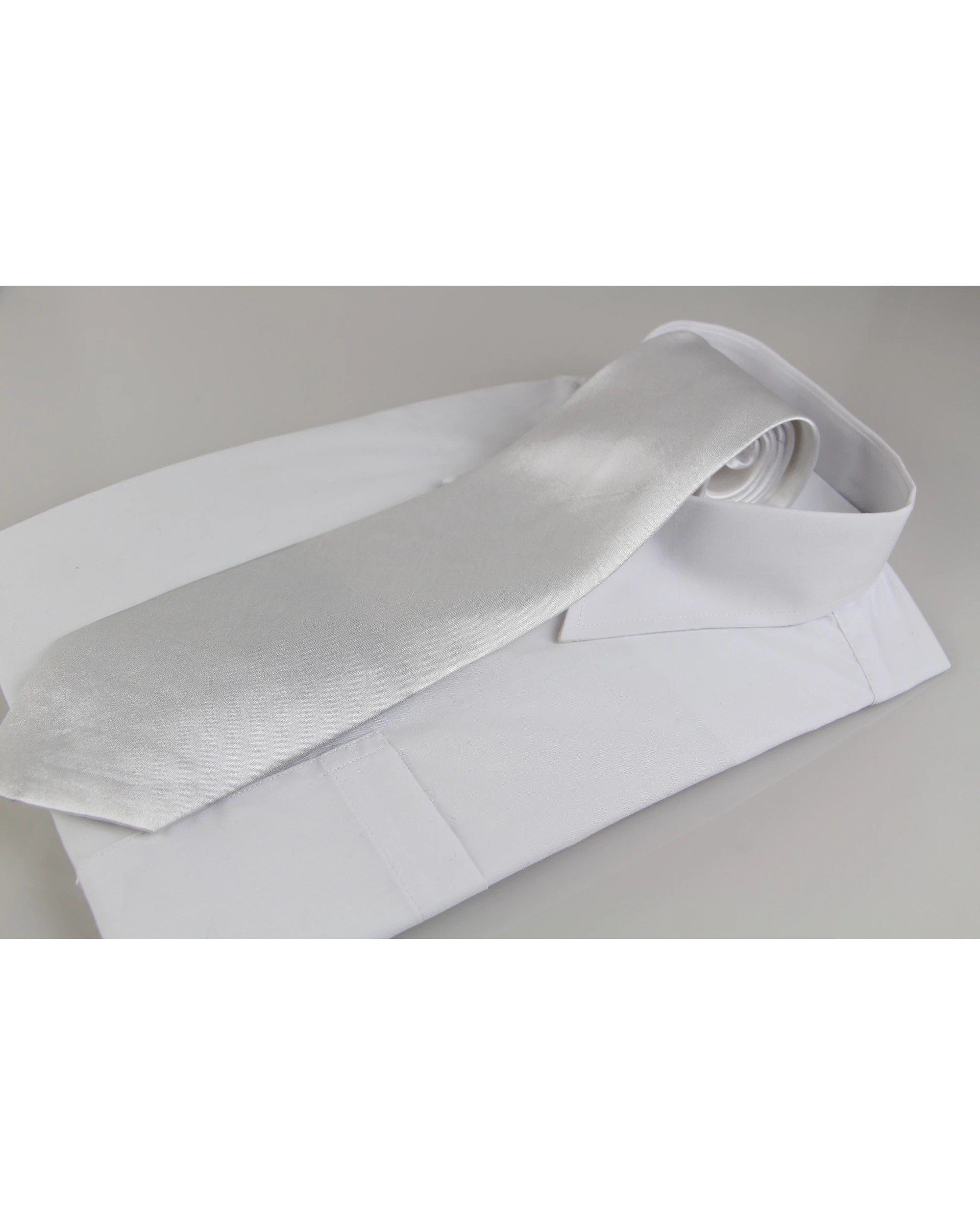1 Zasel Mens White Classic 10cm Plain Neck Tie, 1 of 2