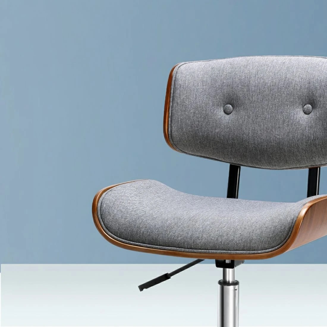 4 Artiss Wooden Office Chair Fabric Seat - Grey, 4 of 6