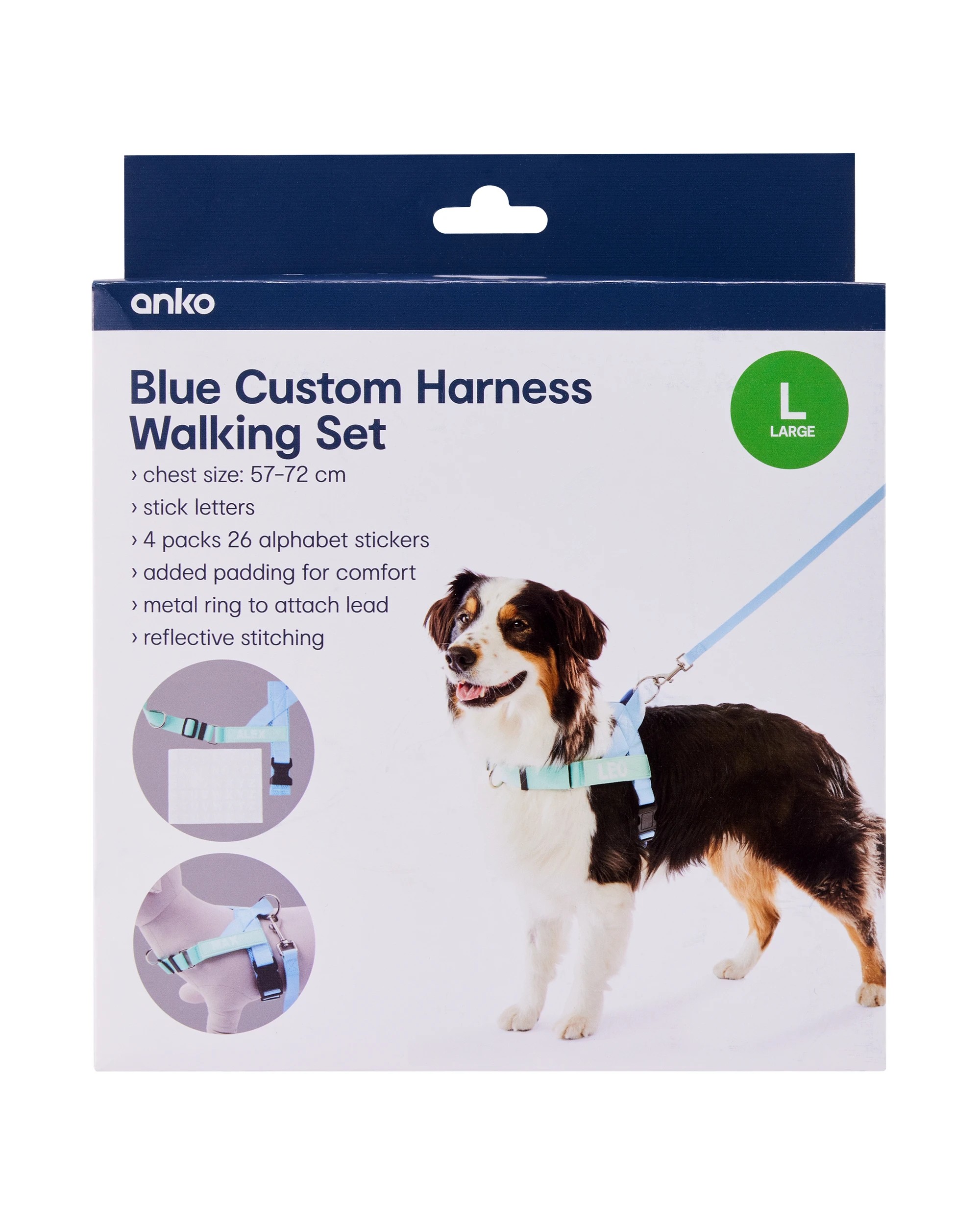 9 Blue Custom Harness Walking Set - Large, 9 of 10