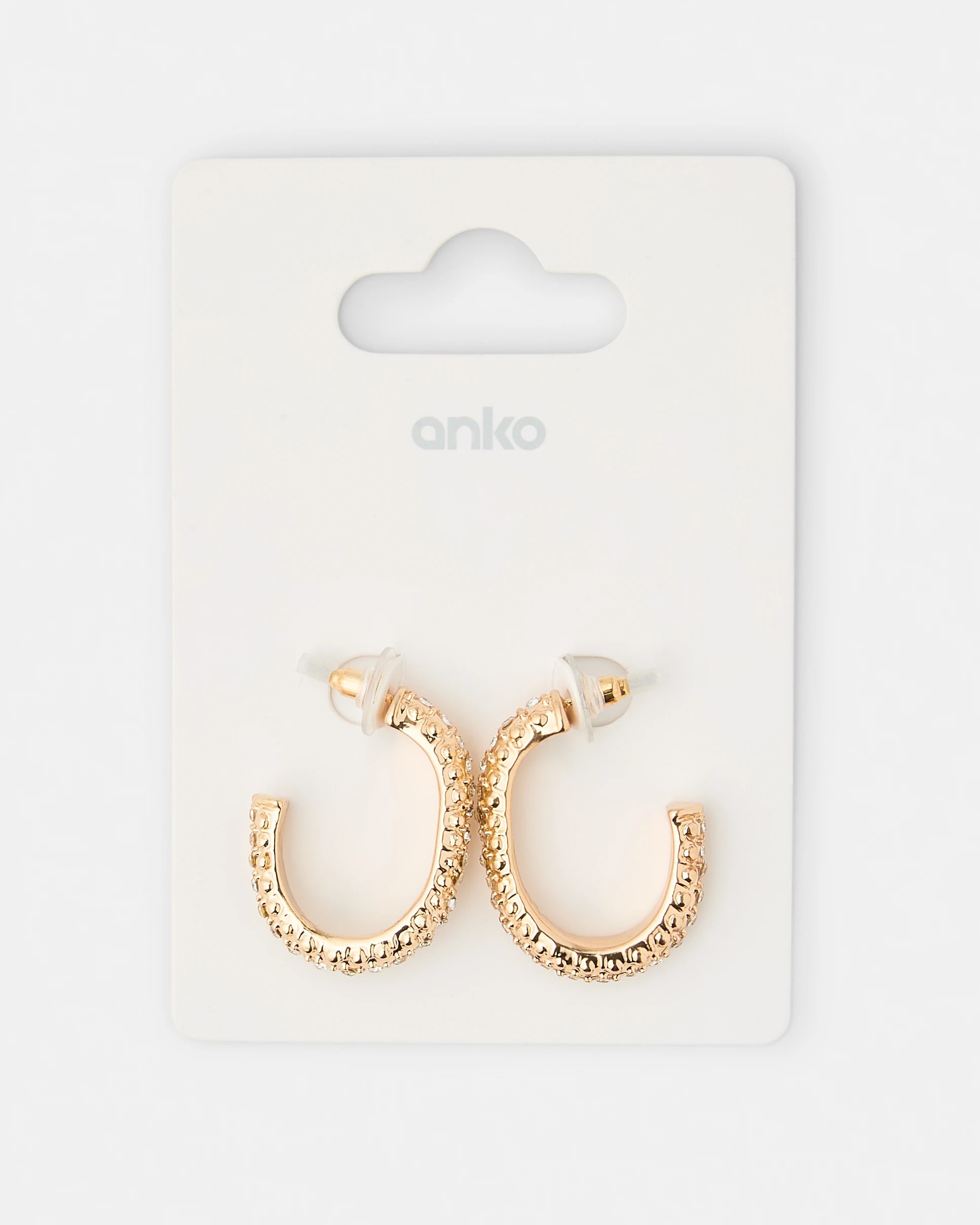 5 Diamante Hoop Earrings - Gold Tone, 5 of 5