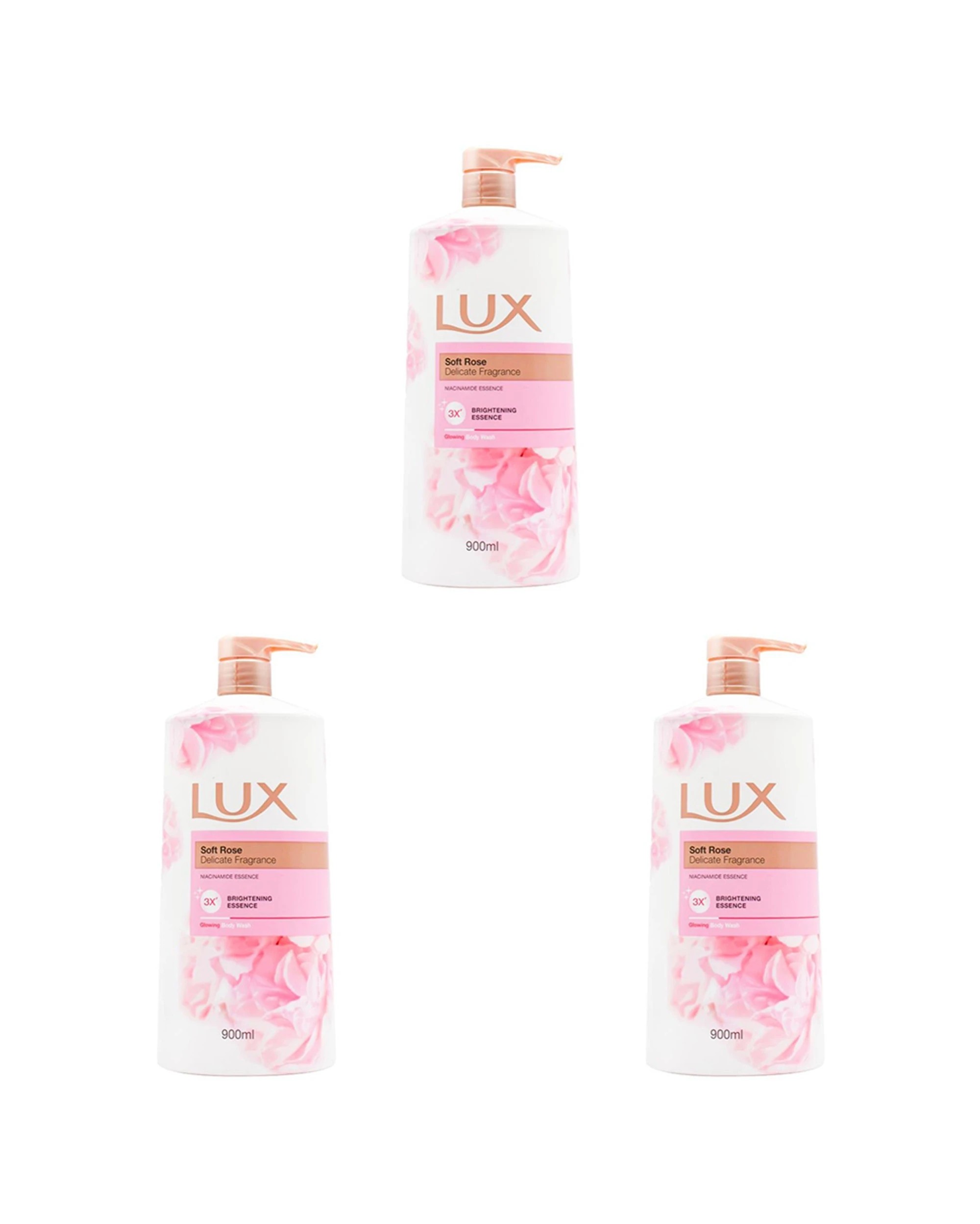 1 Lux Glowing 3PK Body Wash 900ml Niacinamide Essence Soft Rose Fragrance - Multi, 1 of 3