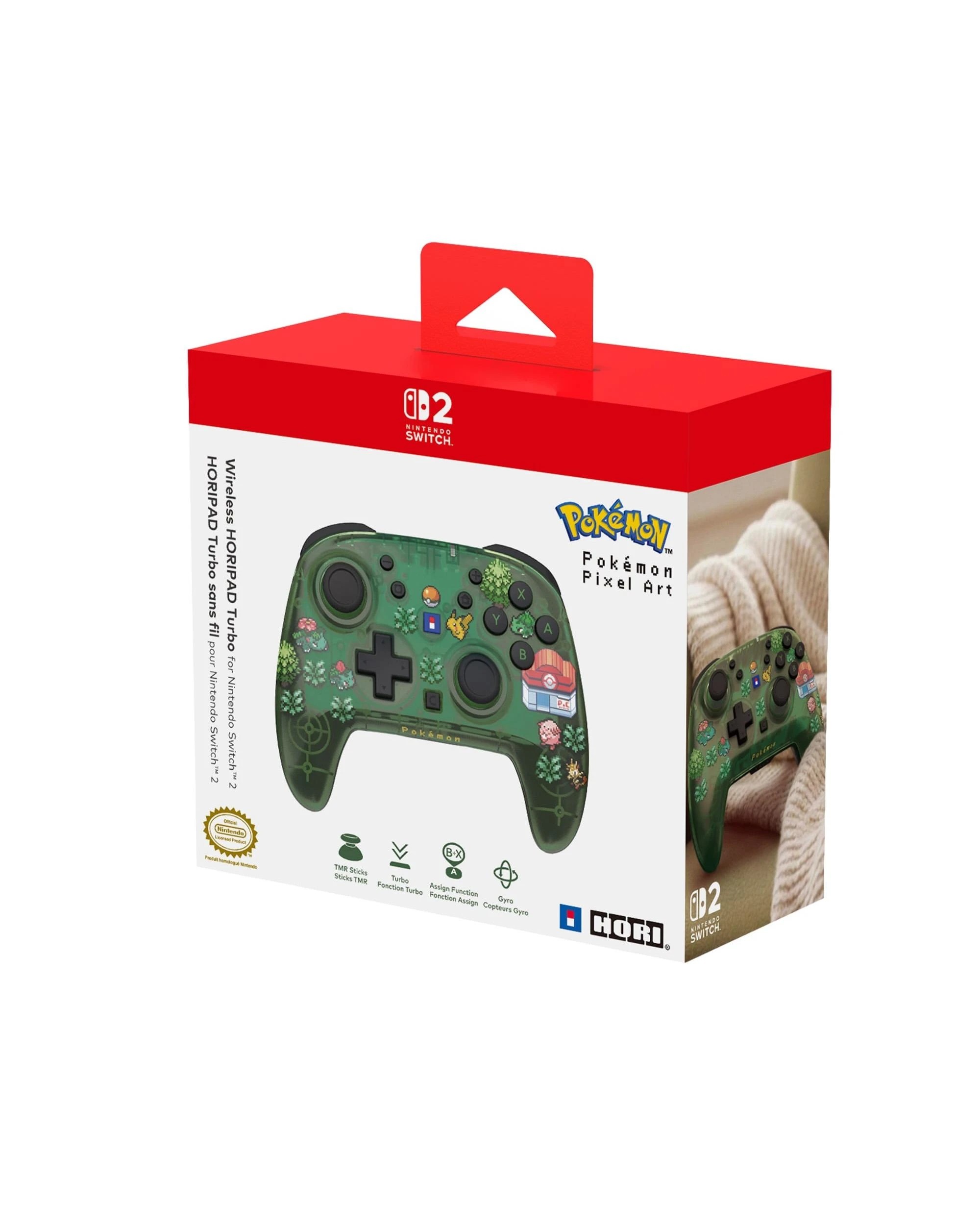 1 HORI HORIPAD Turbo Pokemon Pixel Green for Nintendo Switch 2 - Green, 1 of 5