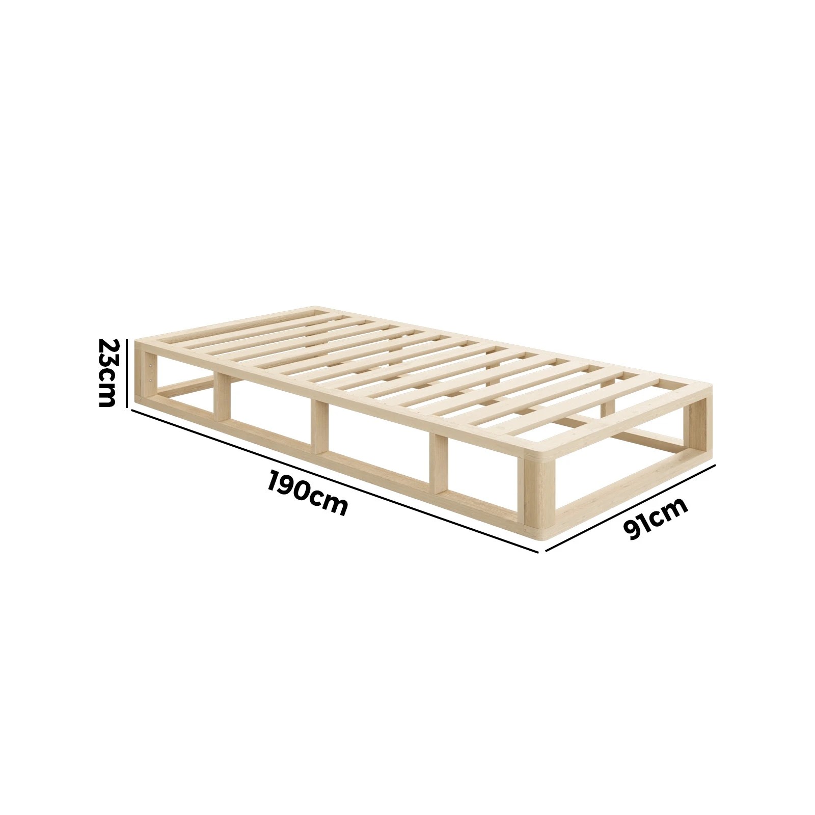 10 Oikiture Bed Frame Single Size Wooden Bed Base Platform Cage-like Base
 - Natural, 10 of 10