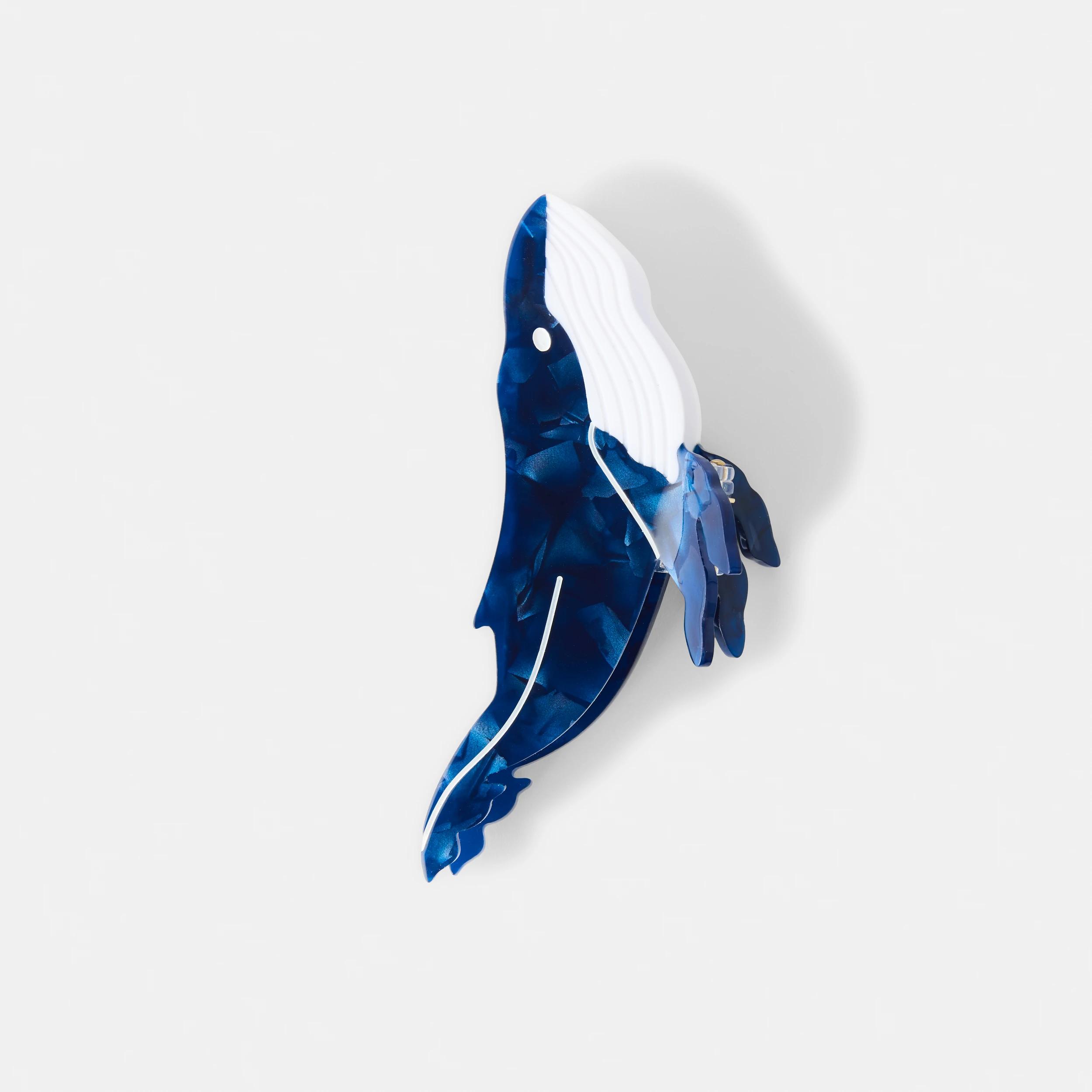 1 Blue and White Novelty Whale Claw Hair Clip Blue, 1 of 5