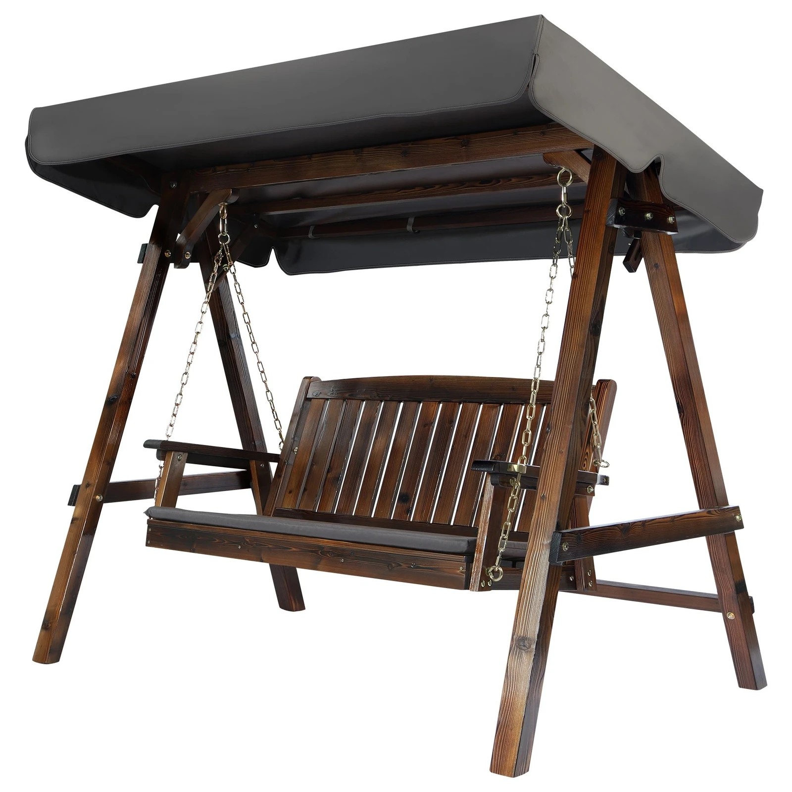 10 Alfordson Swing Chair Outdoor Furniture Wooden Garden Patio Canopy XL - Charcoal, 10 of 10